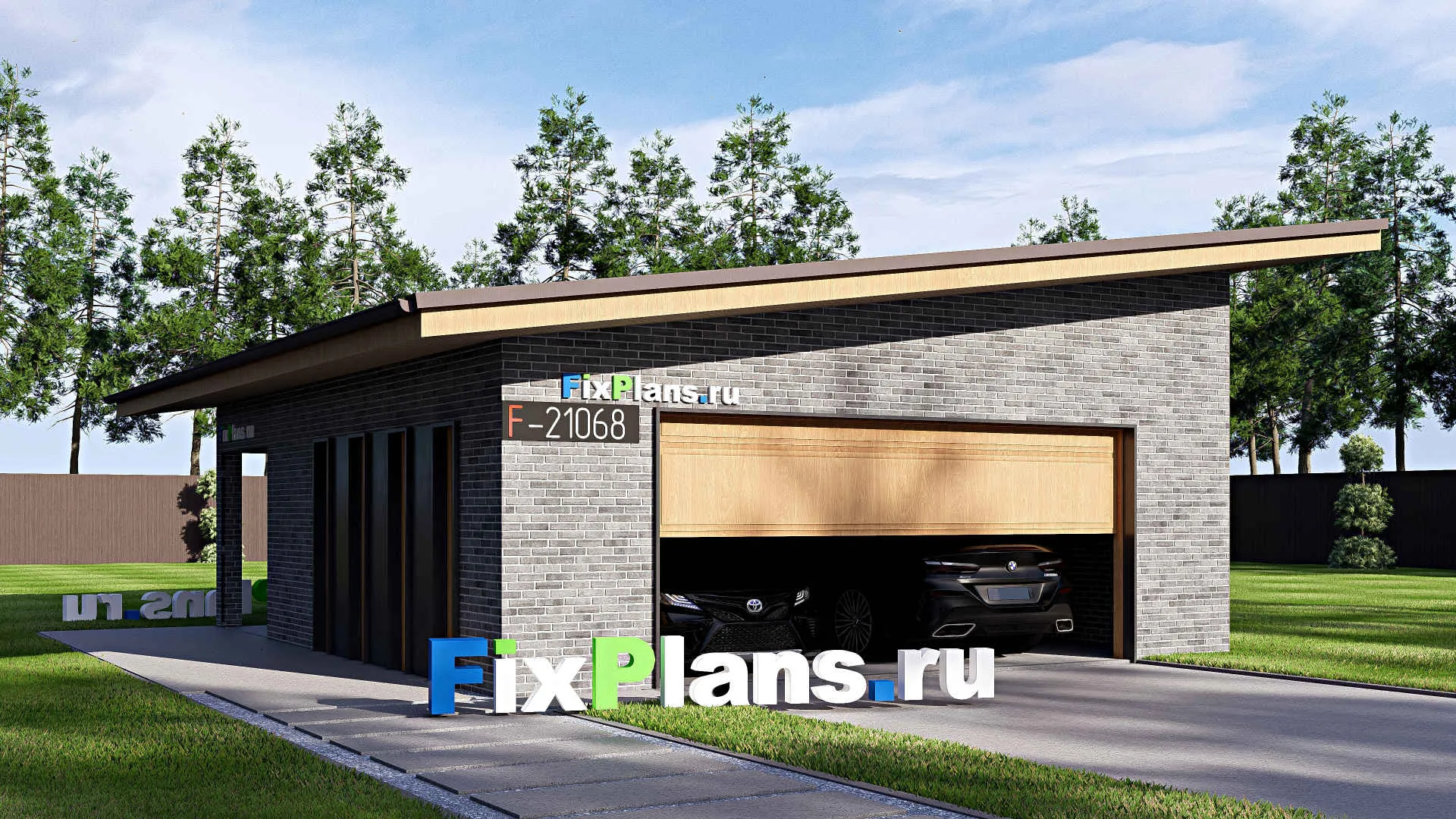 F-21068 - Проект гаража 8 на 9, площадью 60 м² на 2 машиноместа