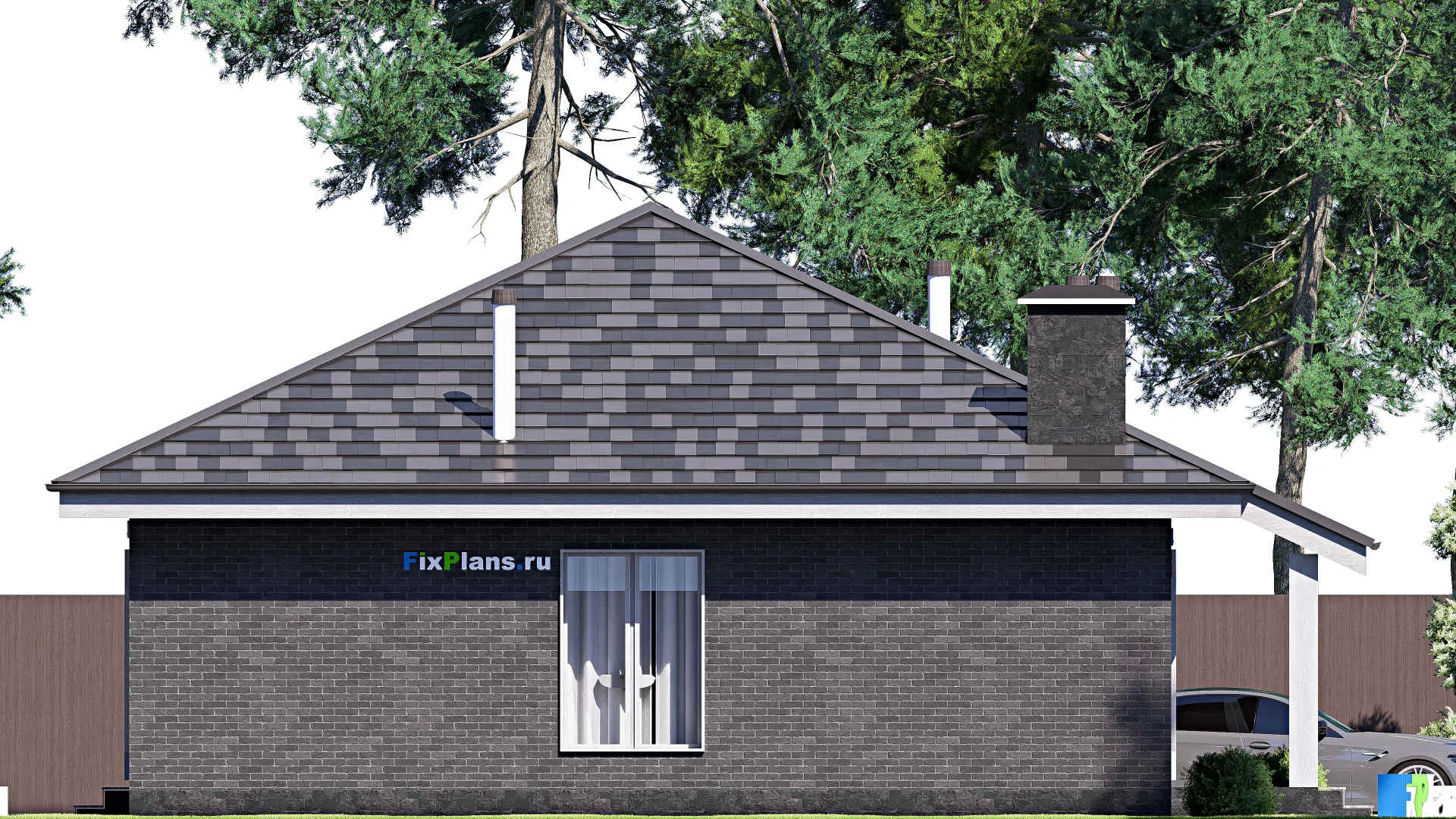 F-19844 - Проект одноэтажного дома 13 на 13, площадью 120 м² с 3 спальнями
