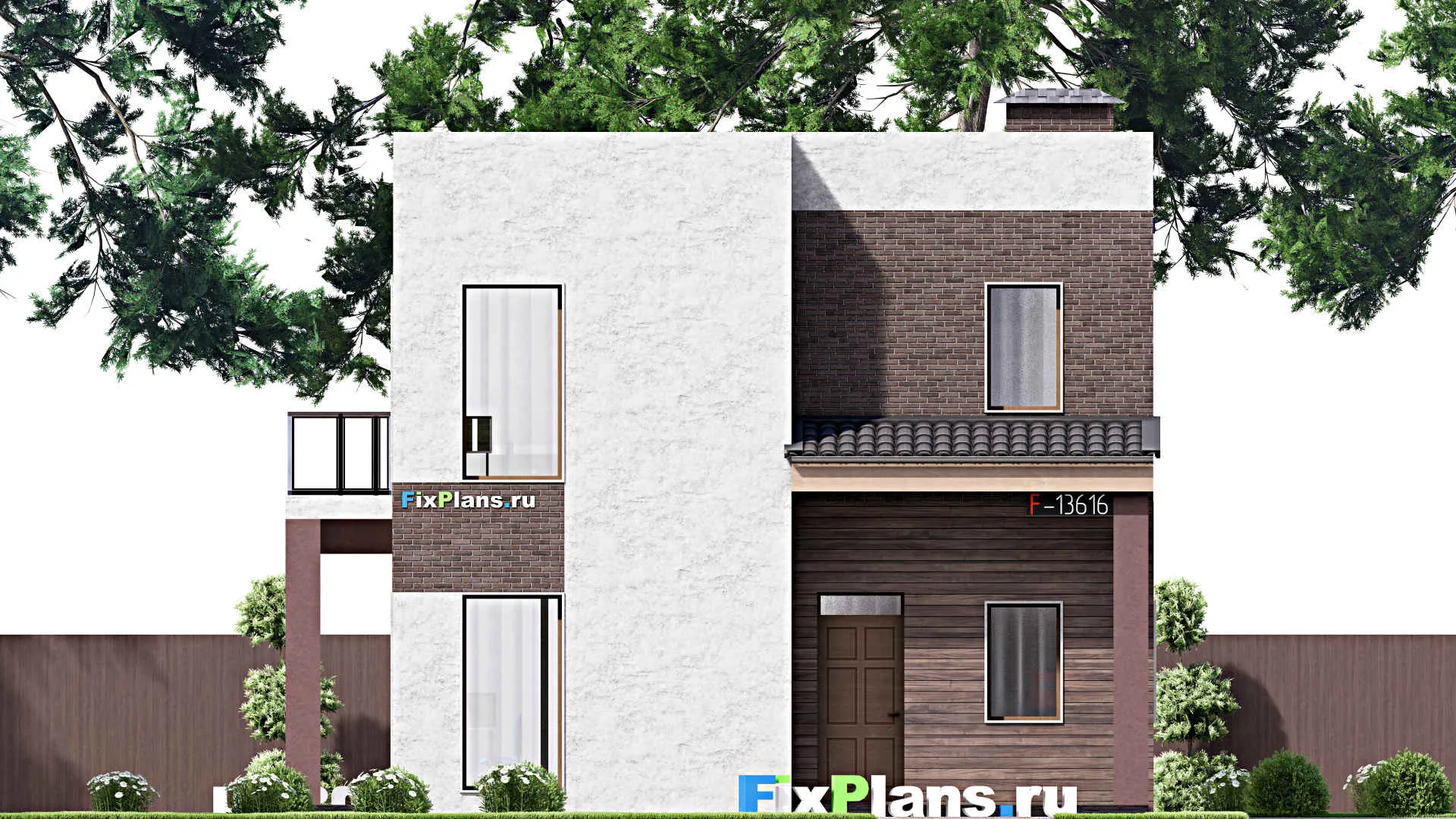 F-13616 - Планы двухэтажного дома 10 на 14, площадью 200 м² с террасой, балконом и 3 спальнями