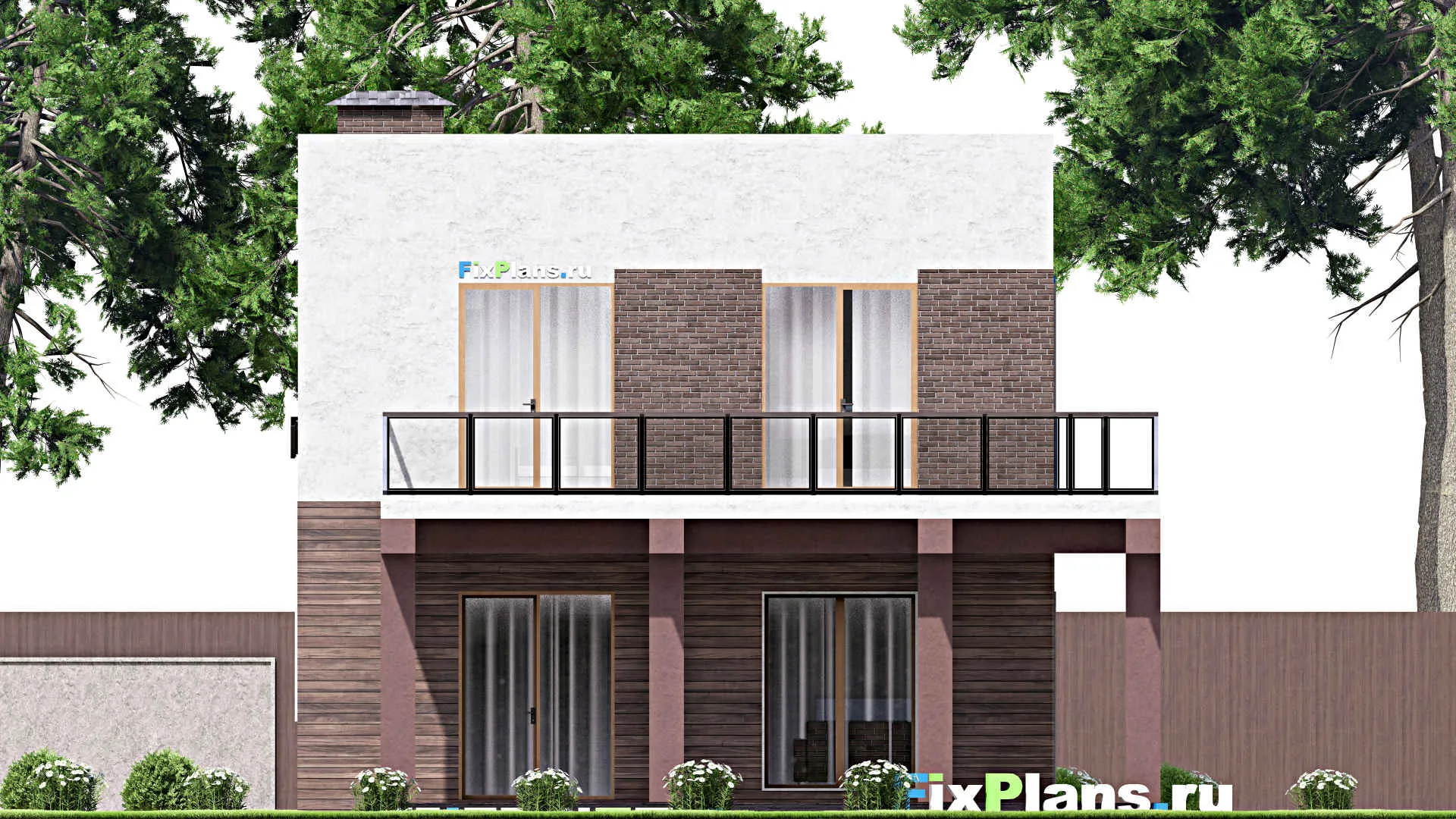 F-13616 - Планы двухэтажного дома 10 на 14, площадью 200 м² с террасой, балконом и 3 спальнями