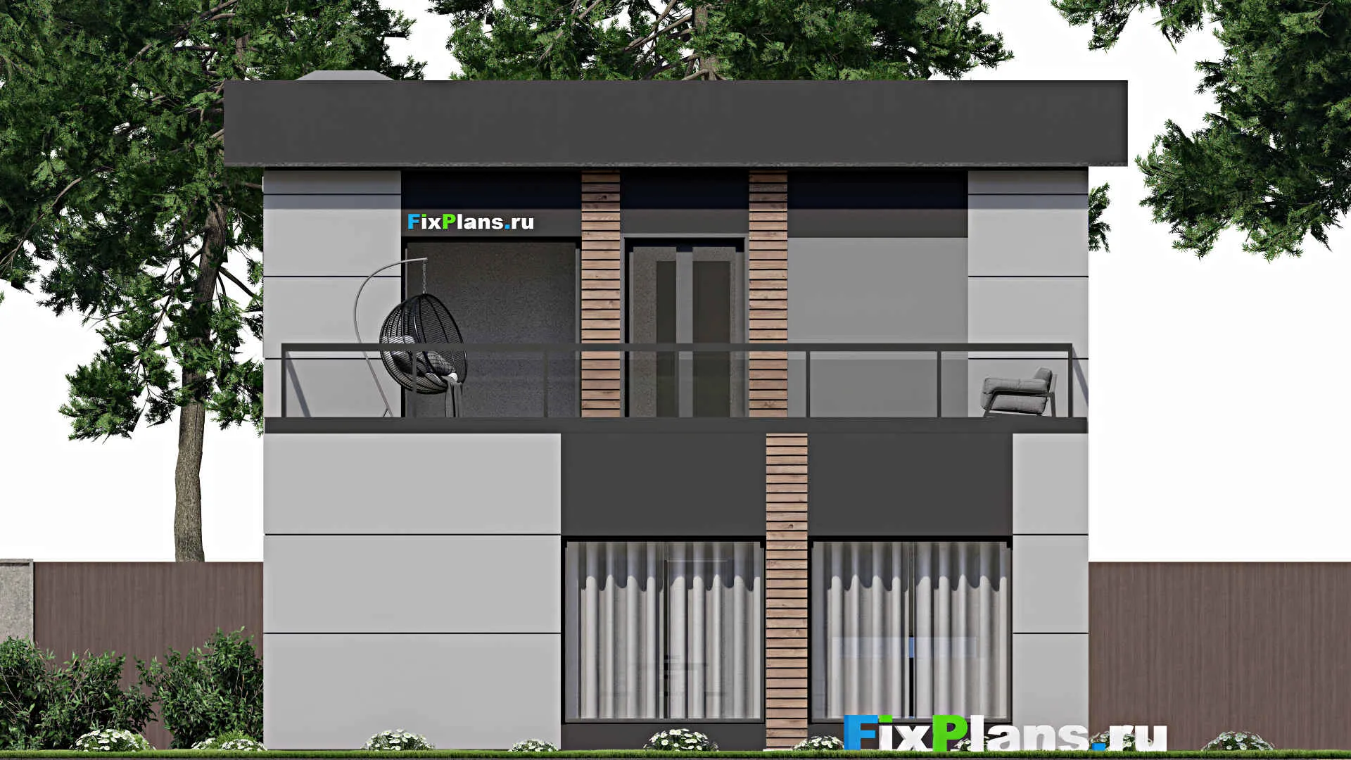 F-4283 - Проект двухэтажного дома 10 на 15, площадью 240 м² с террасой и 4 спальнями