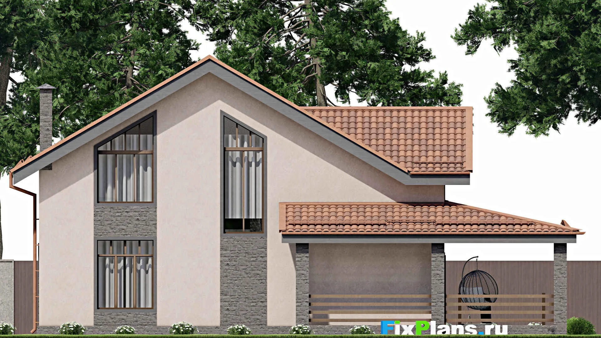 F-10313 - Проект дома с мансардой 12 на 17, площадью 220 м² с 5 спальнями