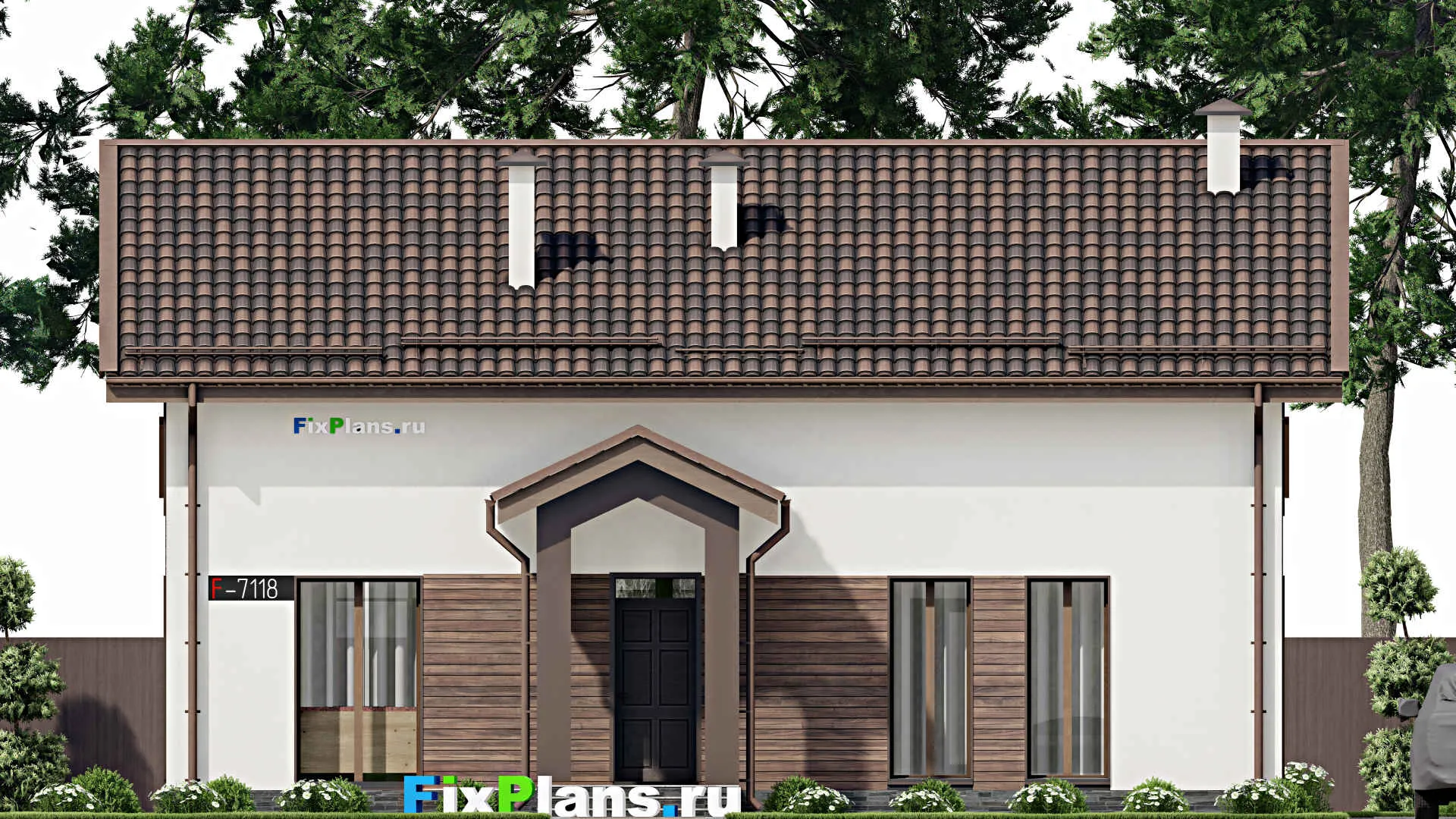 F-7118 - Проект дома с мансардой 13 на 15, площадью 240 м² с террасой и 5 спальнями