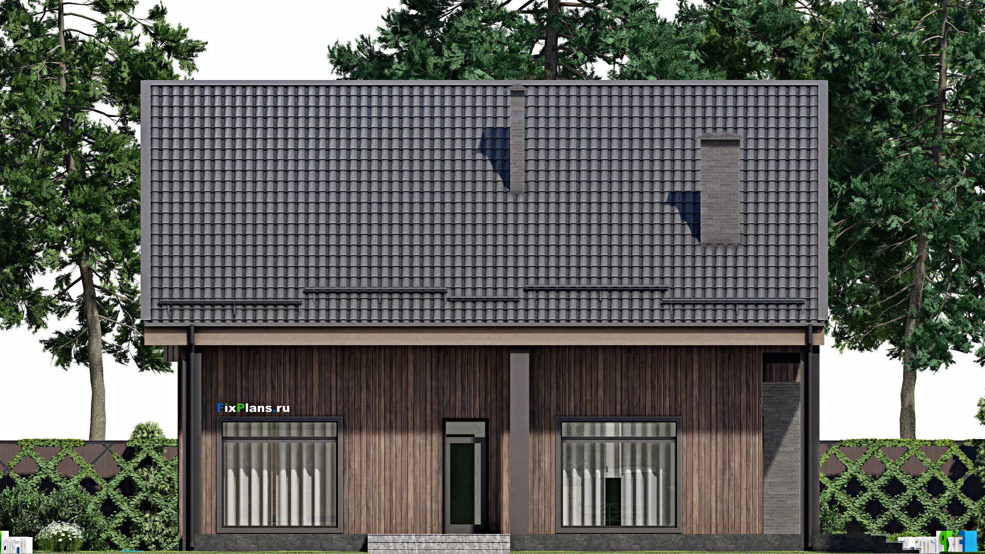 F-4067 - Проект дома с мансардой 13 на 15, площадью 210 м² с террасой, балконом и 3 спальнями