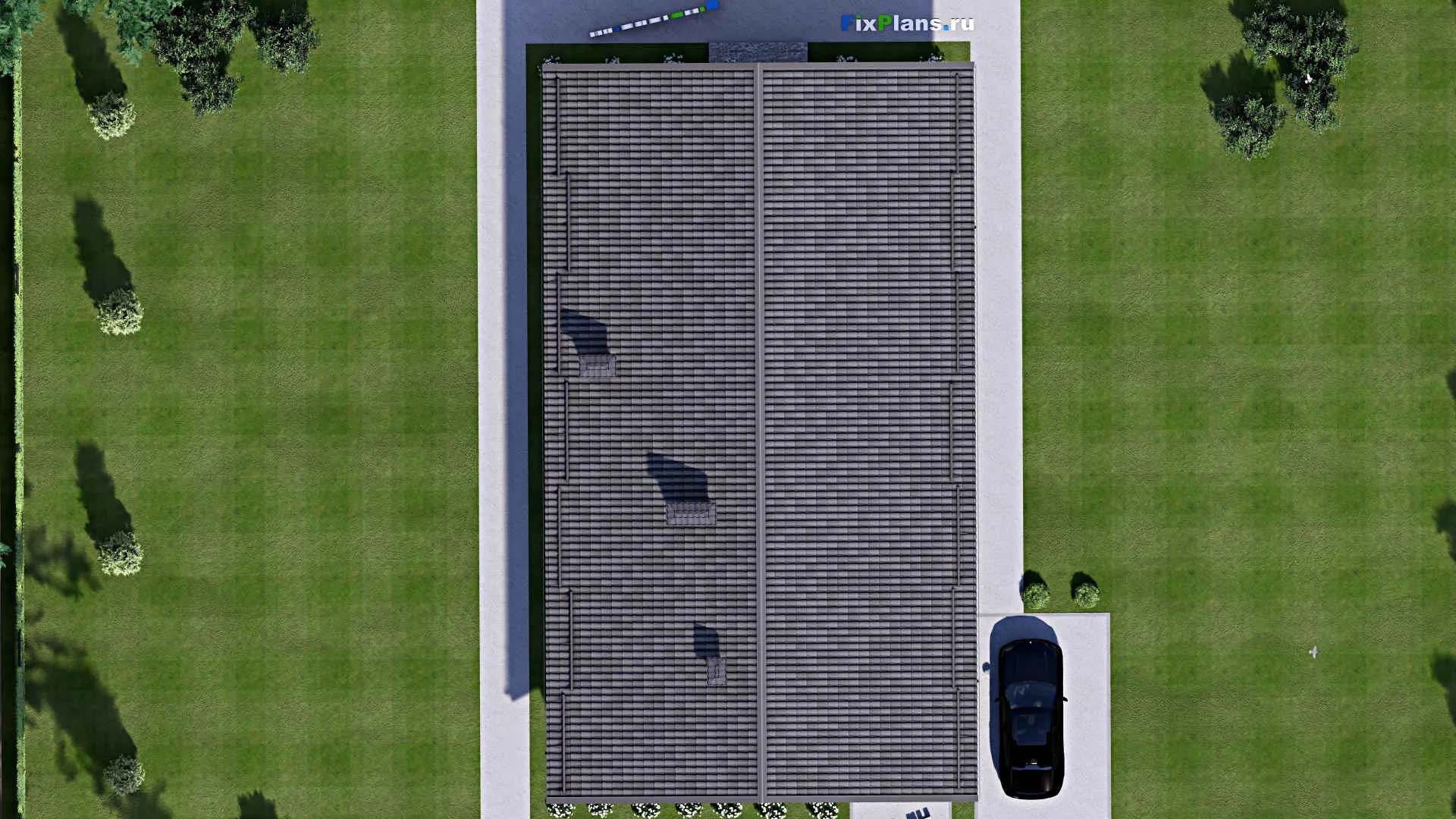 F-12554 - Проект одноэтажного дома 12 на 13, площадью 200 м² с террасой и 5 спальнями