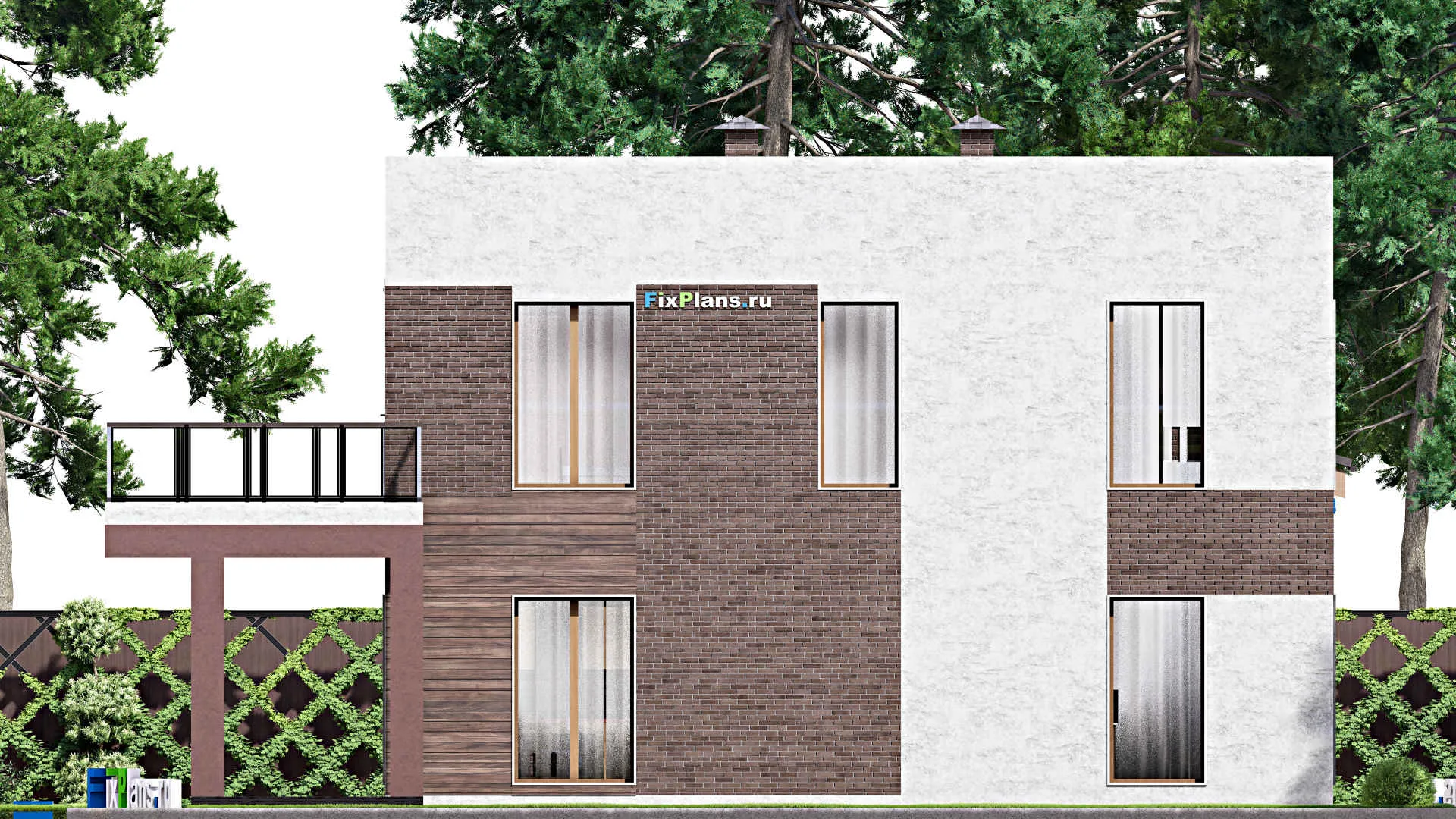 F-13616 - Планы двухэтажного дома 10 на 14, площадью 200 м² с террасой, балконом и 3 спальнями