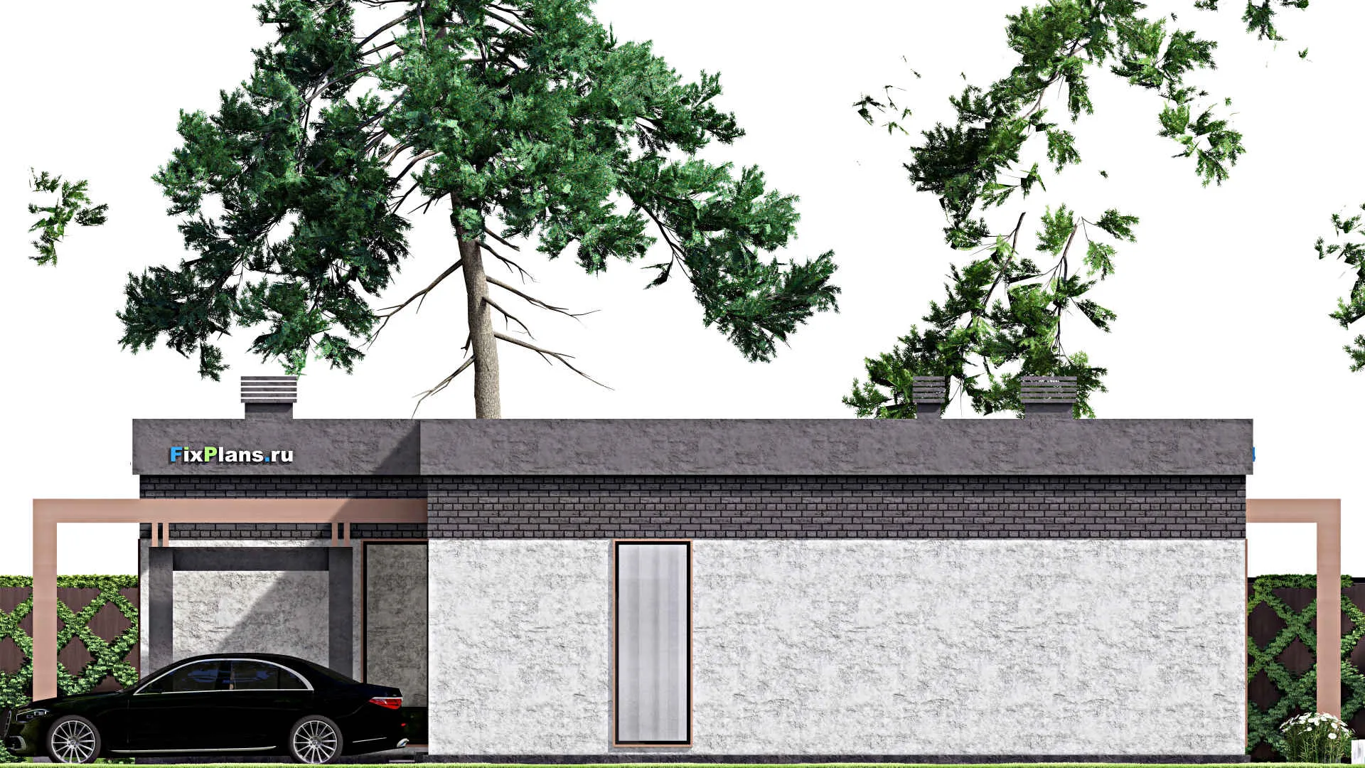 F-13121 - Проект одноэтажного дома 17 на 17, площадью 140 м² с 3 спальнями