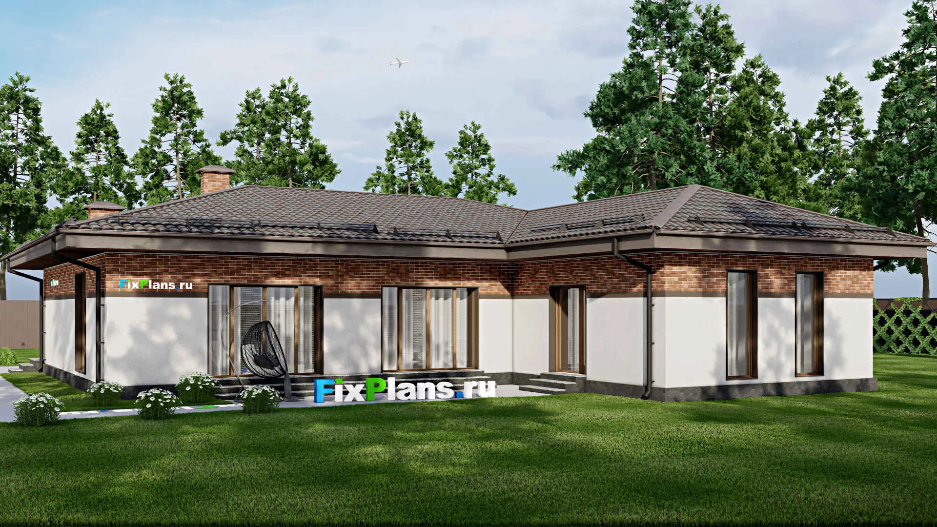 F-6866 - Проект одноэтажного дома 17 на 19, площадью 180 м² с 3 спальнями