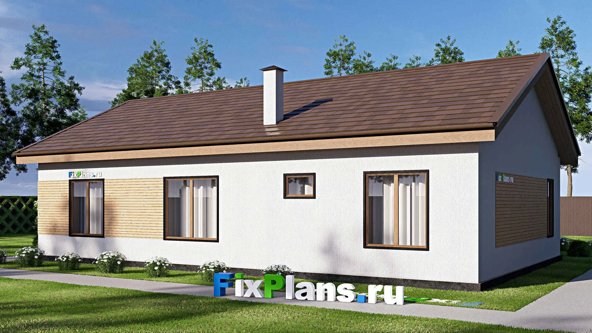 F-18638 - Проект одноэтажного дома 12 на 16, площадью 130 м² с 3 спальнями