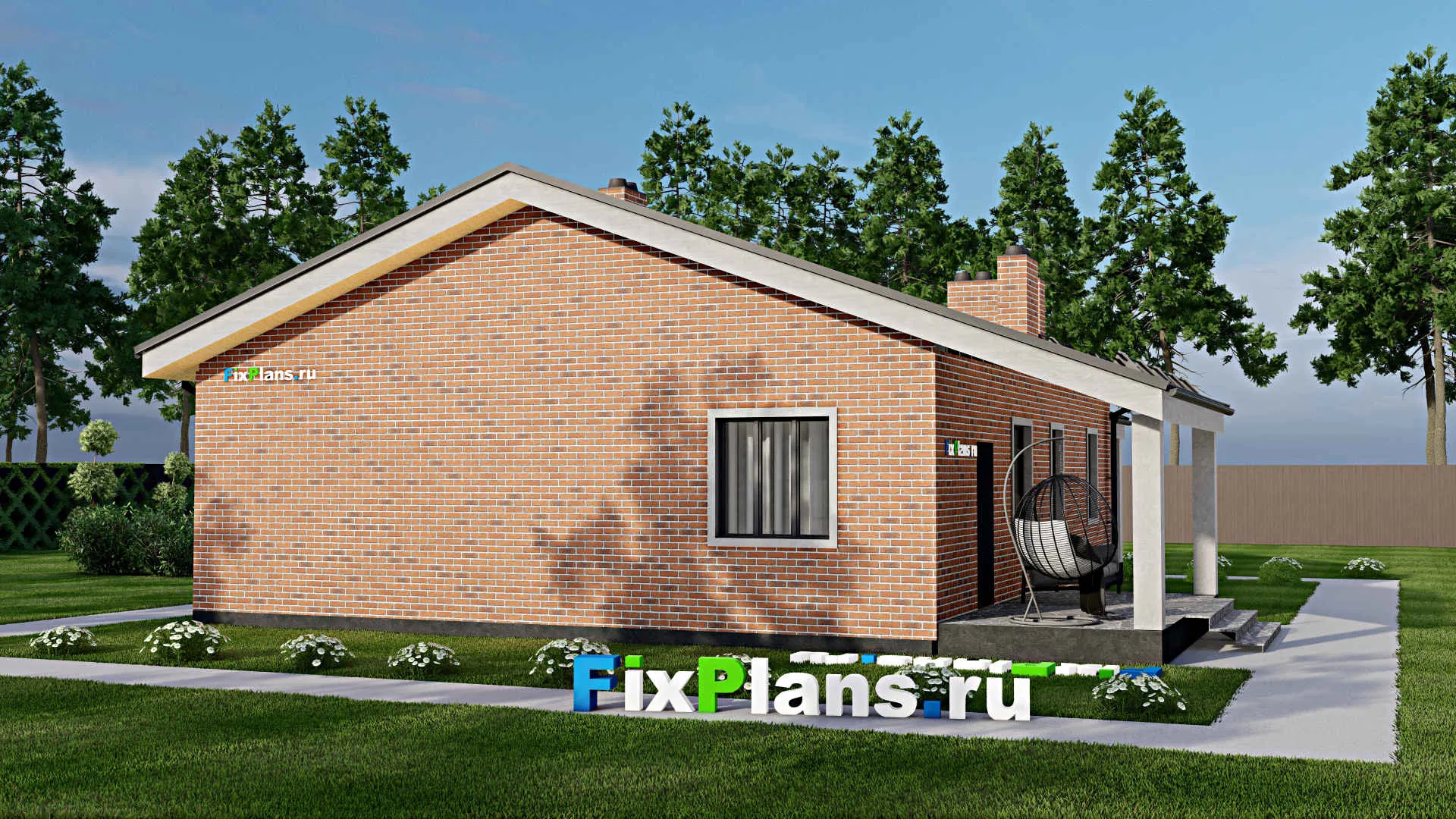 F-4301 - Проект одноэтажного дома 11 на 13, площадью 140 м² с террасой и 3 спальнями