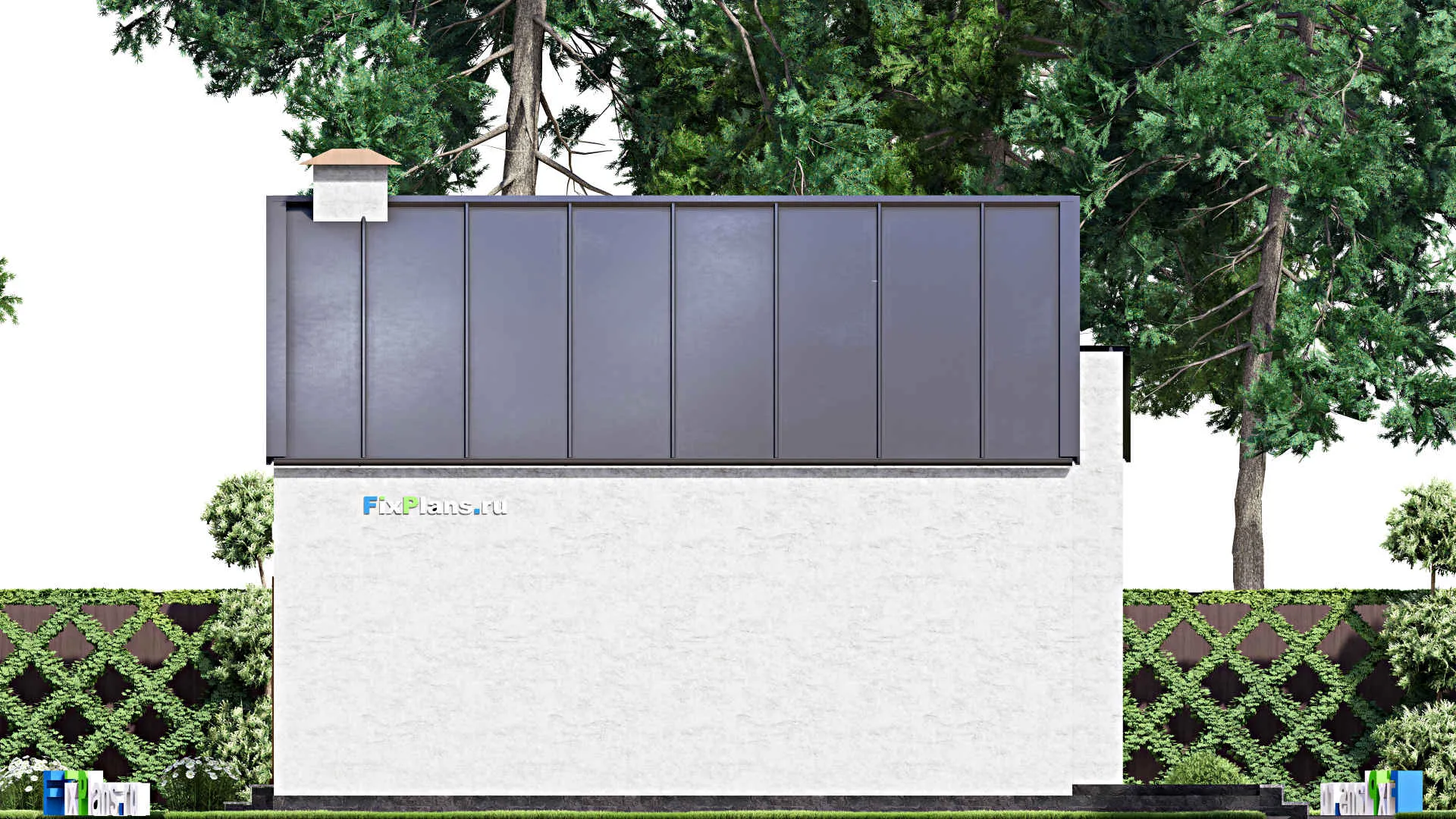 F-14444 - Проект одноэтажного дома 11 на 15, площадью 120 м² с террасой и 2 спальнями