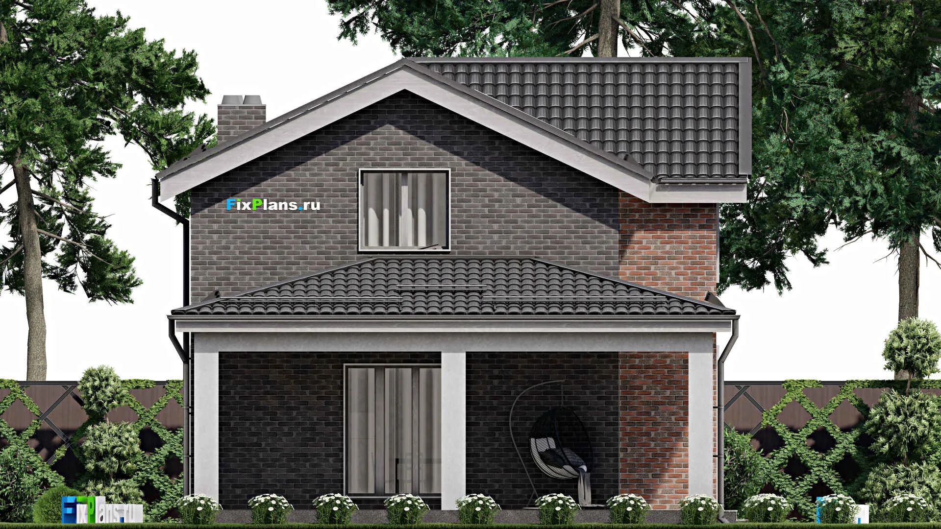 F-2564 - Проект дома с мансардой 9 на 14, площадью 170 м² с террасой и 3 спальнями