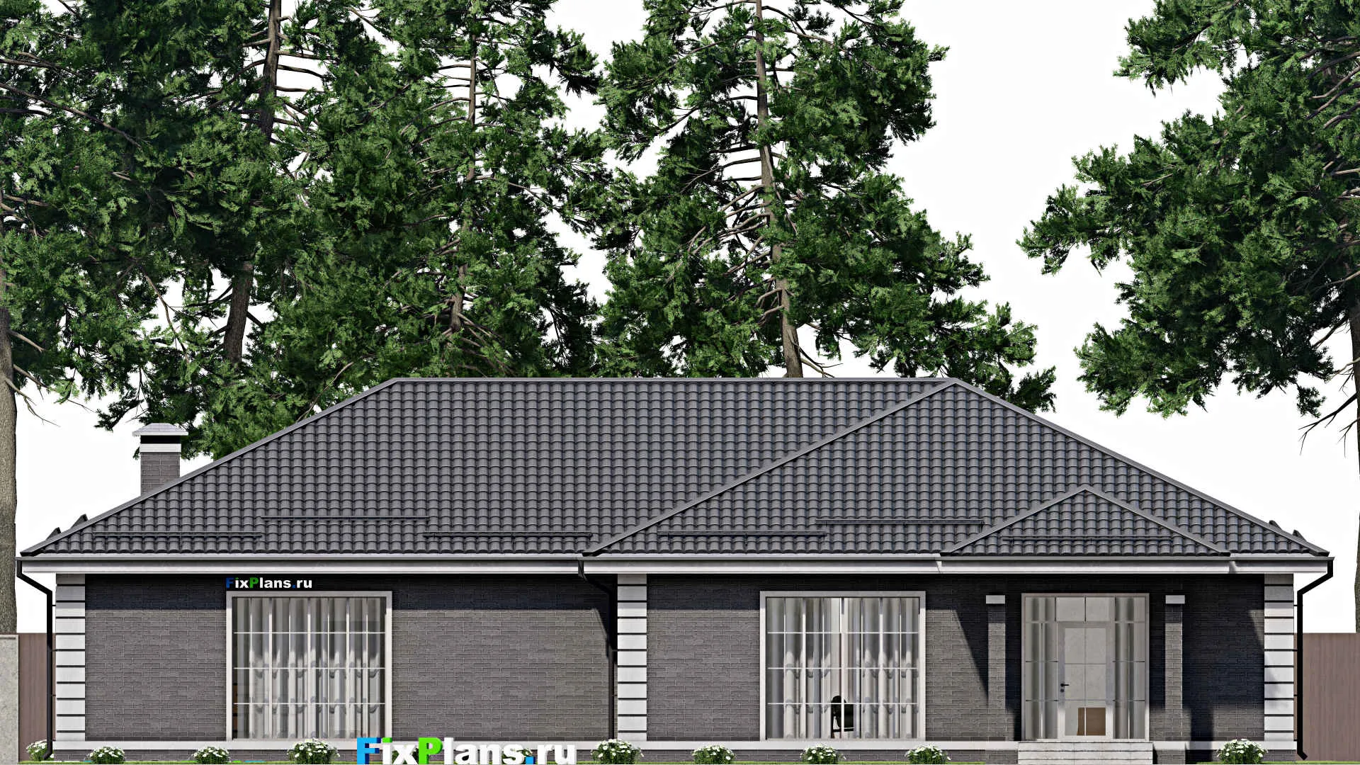 F-3689 - Проект одноэтажного дома 16 на 22, площадью 270 м² с террасой и 2 спальнями