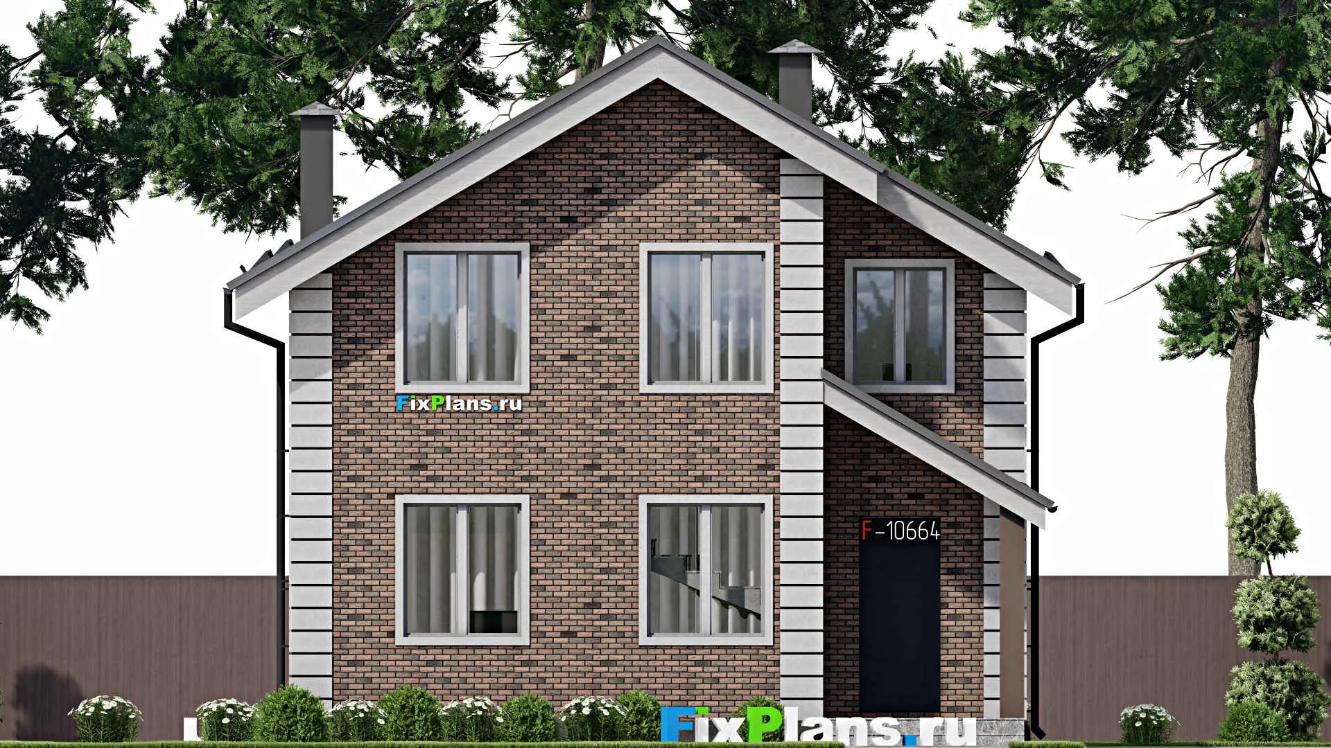 F-10664 - Проект дома с мансардой 10 на 14, площадью 120 м² с 3 спальнями