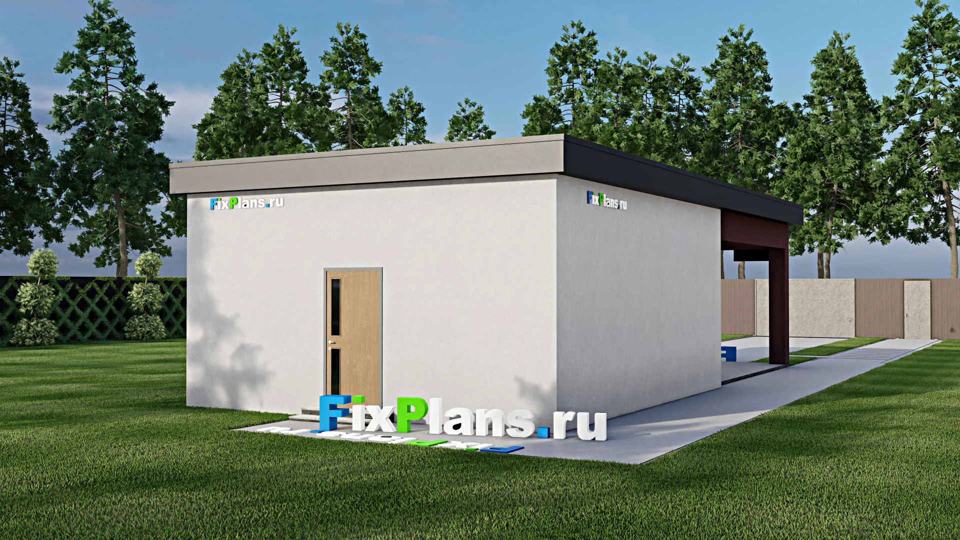 F-9431 - Проект гаража из газобетона 7 на 15, площадью 90 м² на 2 машиноместа