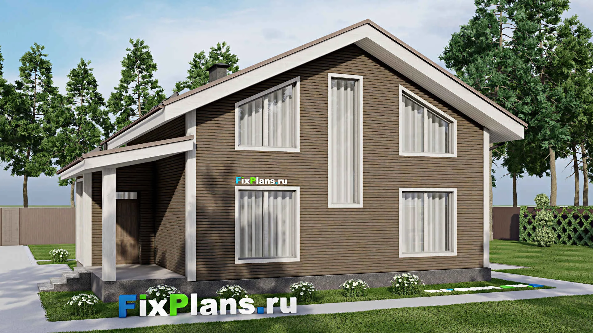 F-4913 - Проект дома с мансардой 11 на 13, площадью 160 м² с террасой и 5 спальнями