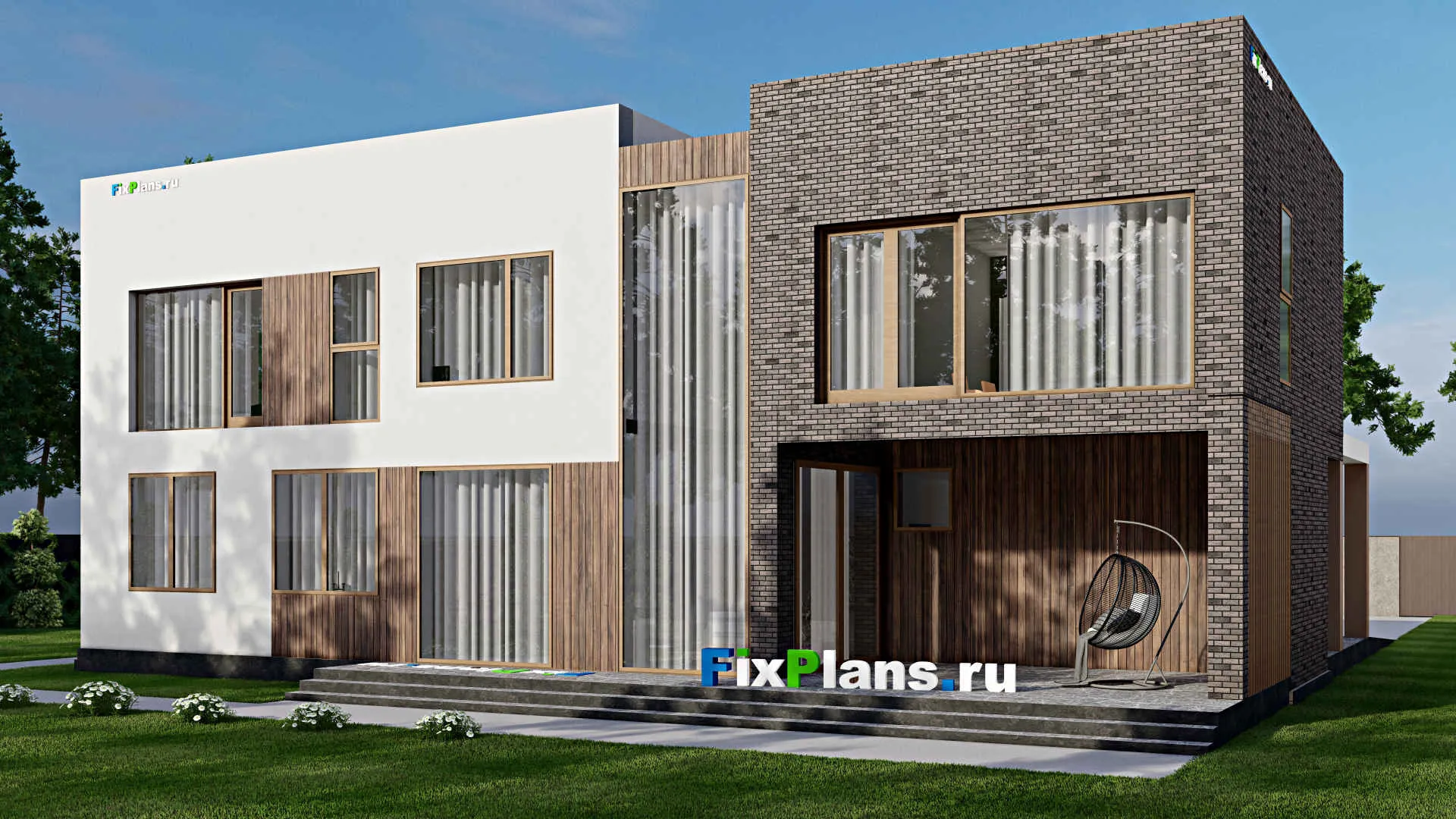 F-4931 - Проект двухэтажного дома 16 на 20, площадью 360 м² с террасой и 4 спальнями