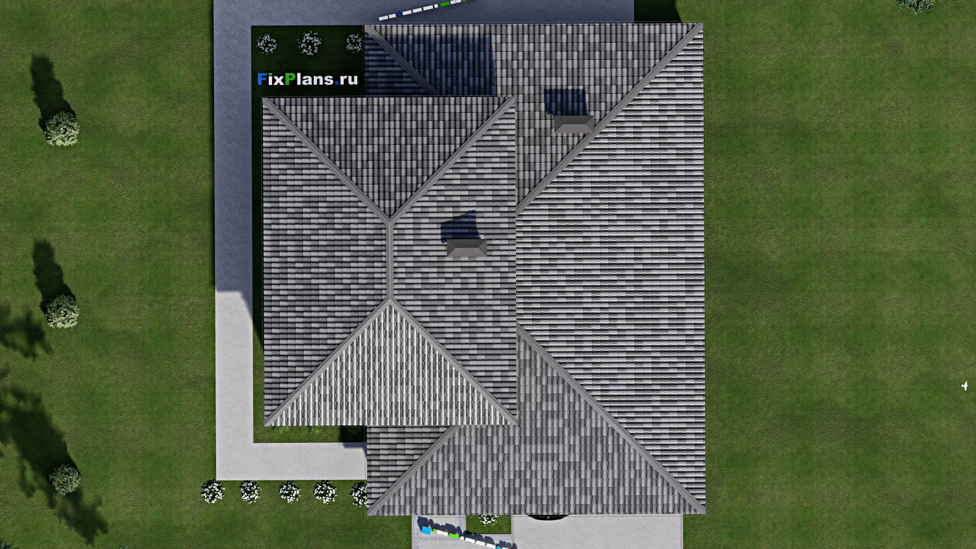 F-9278 - Проект двухэтажного дома 17 на 17, площадью 220 м² с террасой, гаражом на 1 машину и 4 спальнями