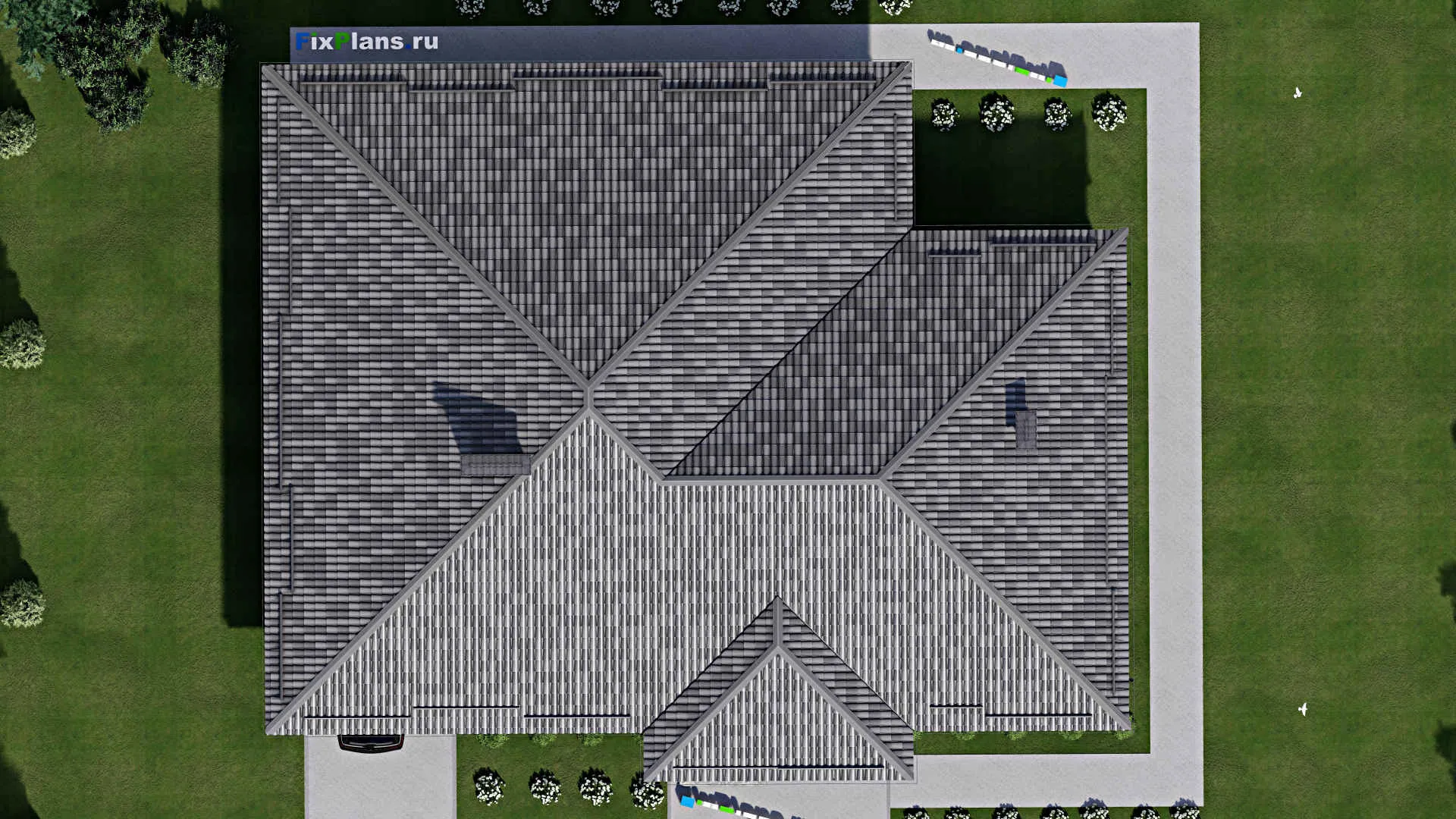 F-7730 - Проект одноэтажного дома 15 на 19, площадью 310 м² с террасой и 4 спальнями