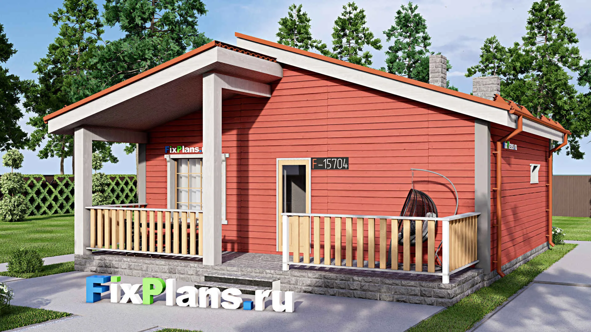 F-15704 - Проект бани 10 на 11, площадью 90 м² с комнатой отдыха, терассой и санузлом