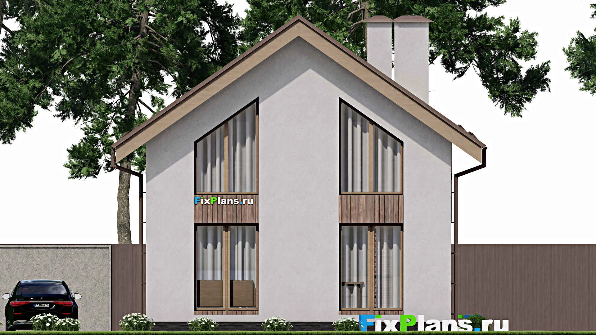 F-8702 - Проект дома с мансардой 9 на 12, площадью 130 м² с балконом и 4 спальнями