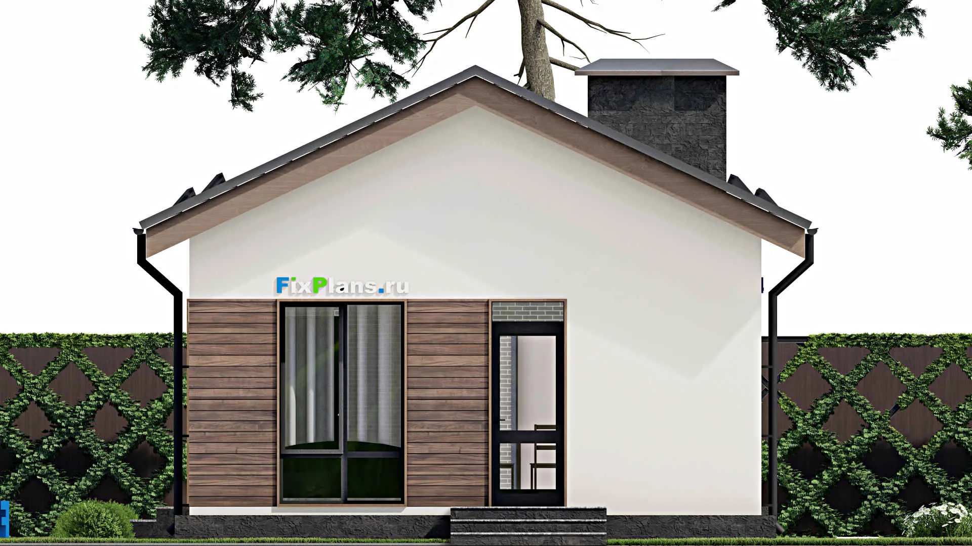 F-5534 - Проект бани 7 на 12, площадью 90 м² с терассой, 2 санузлами и спальней