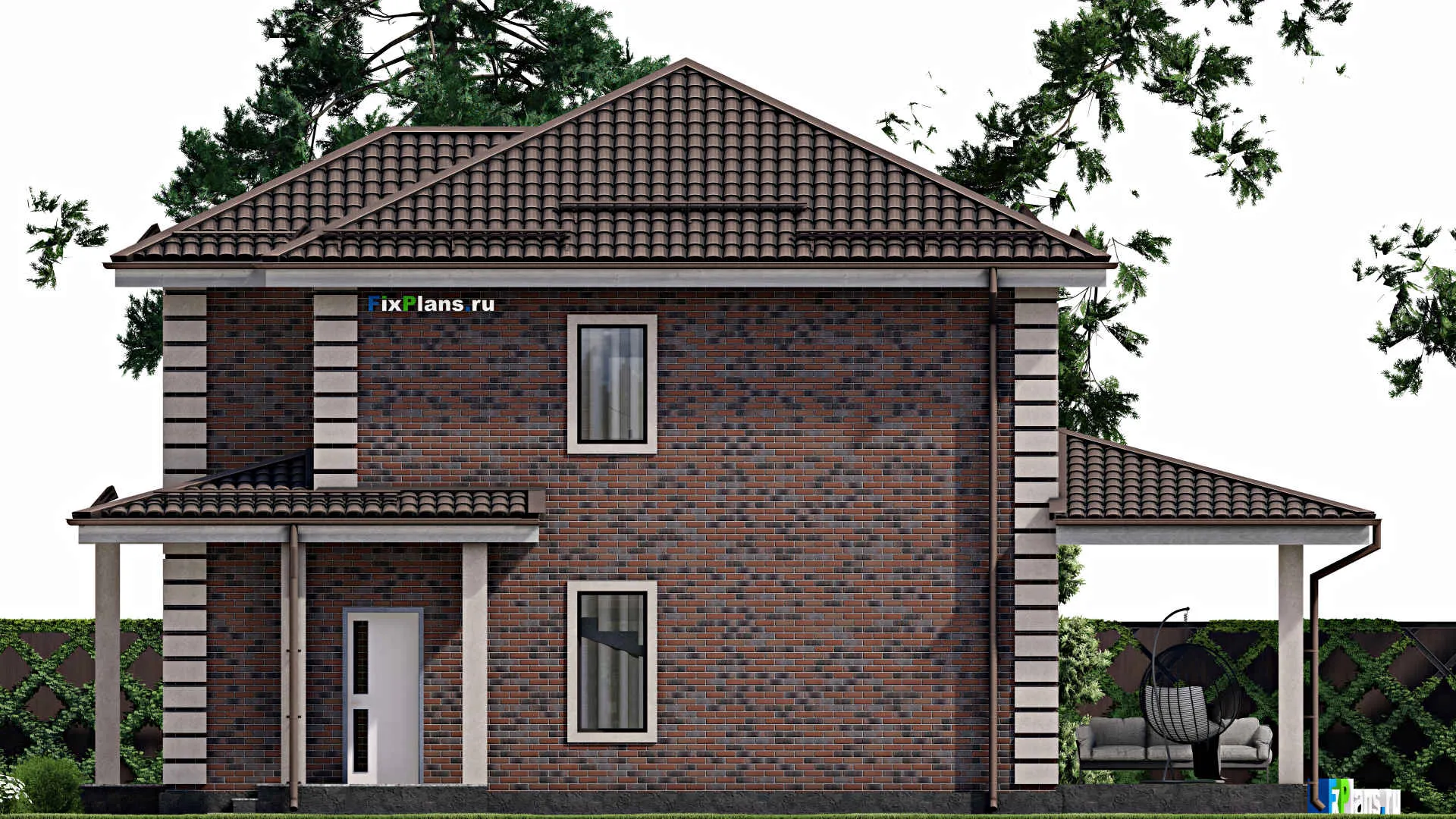 F-2312 - Проект двухэтажного дома 10 на 11, площадью 160 м² с террасой и 4 спальнями