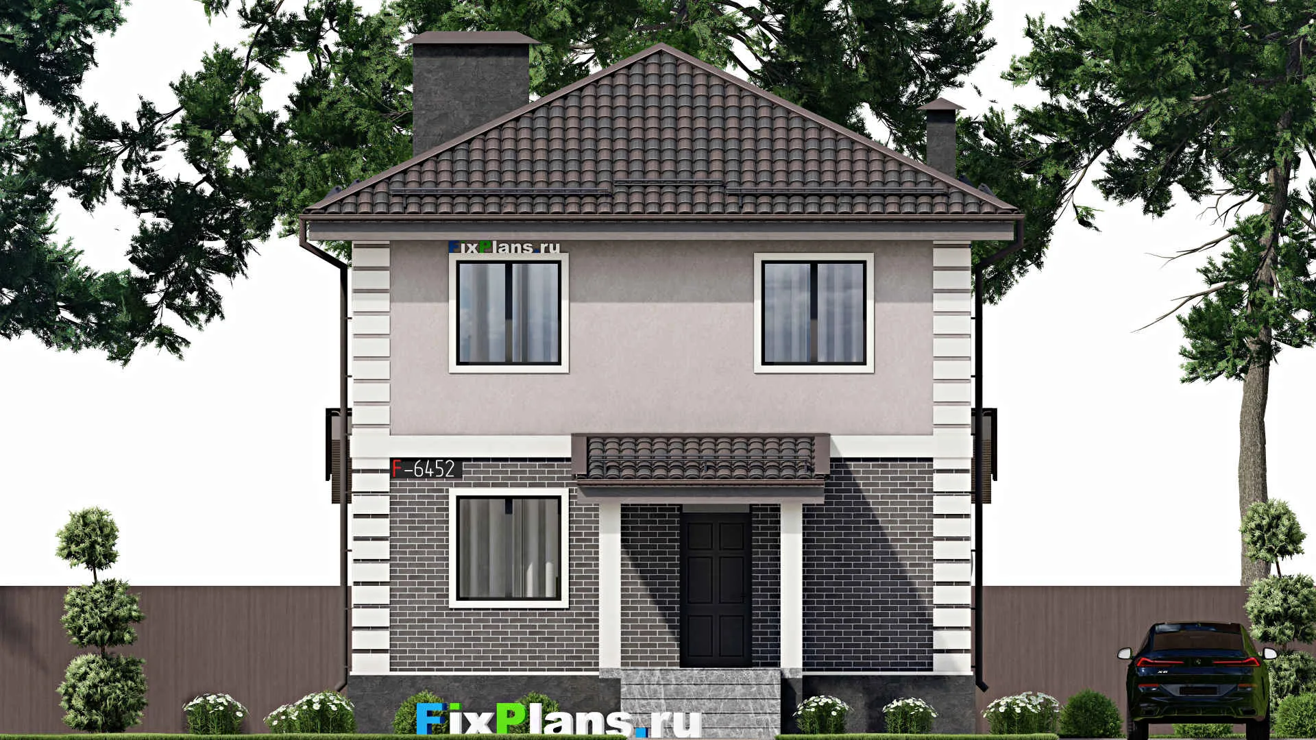 F-6452 - Проект двухэтажного дома 9 на 15, площадью 150 м² с террасой и 3 спальнями