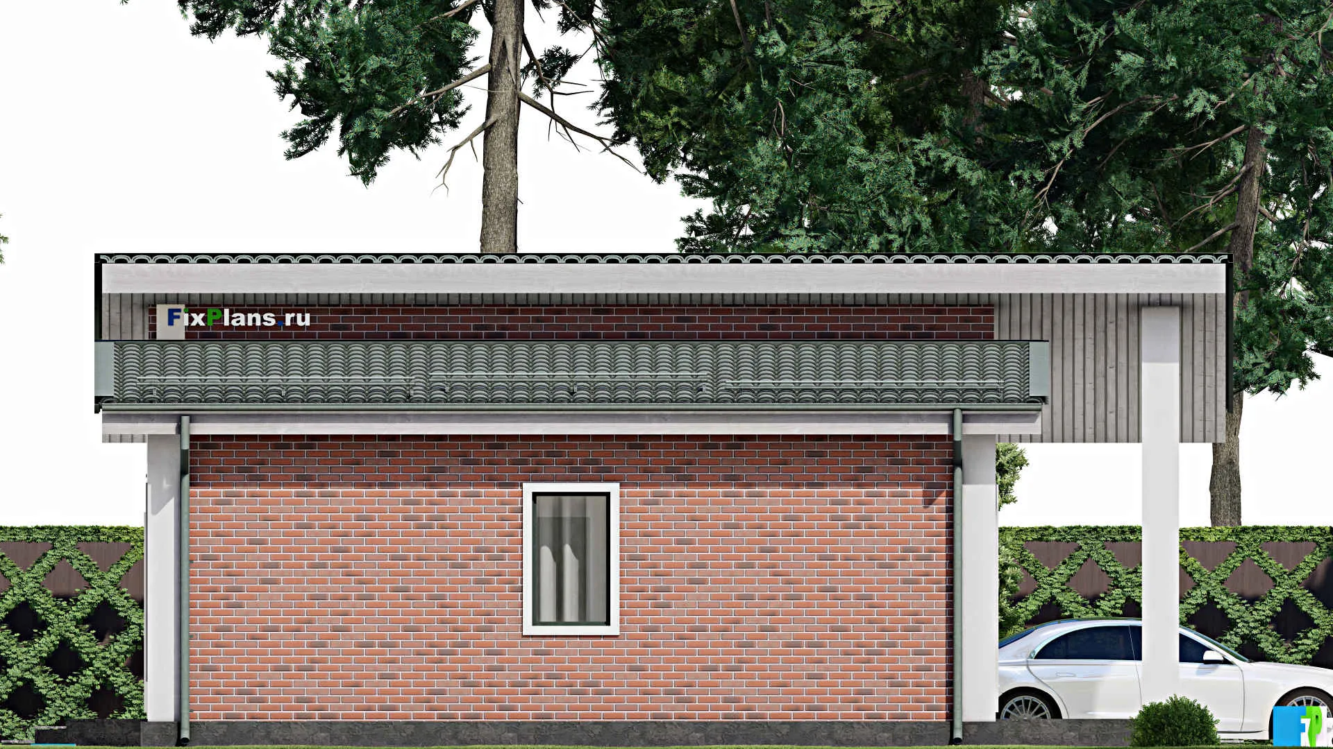 F-8963 - Проект одноэтажного дома 11 на 12, площадью 100 м² с террасой и 2 спальнями