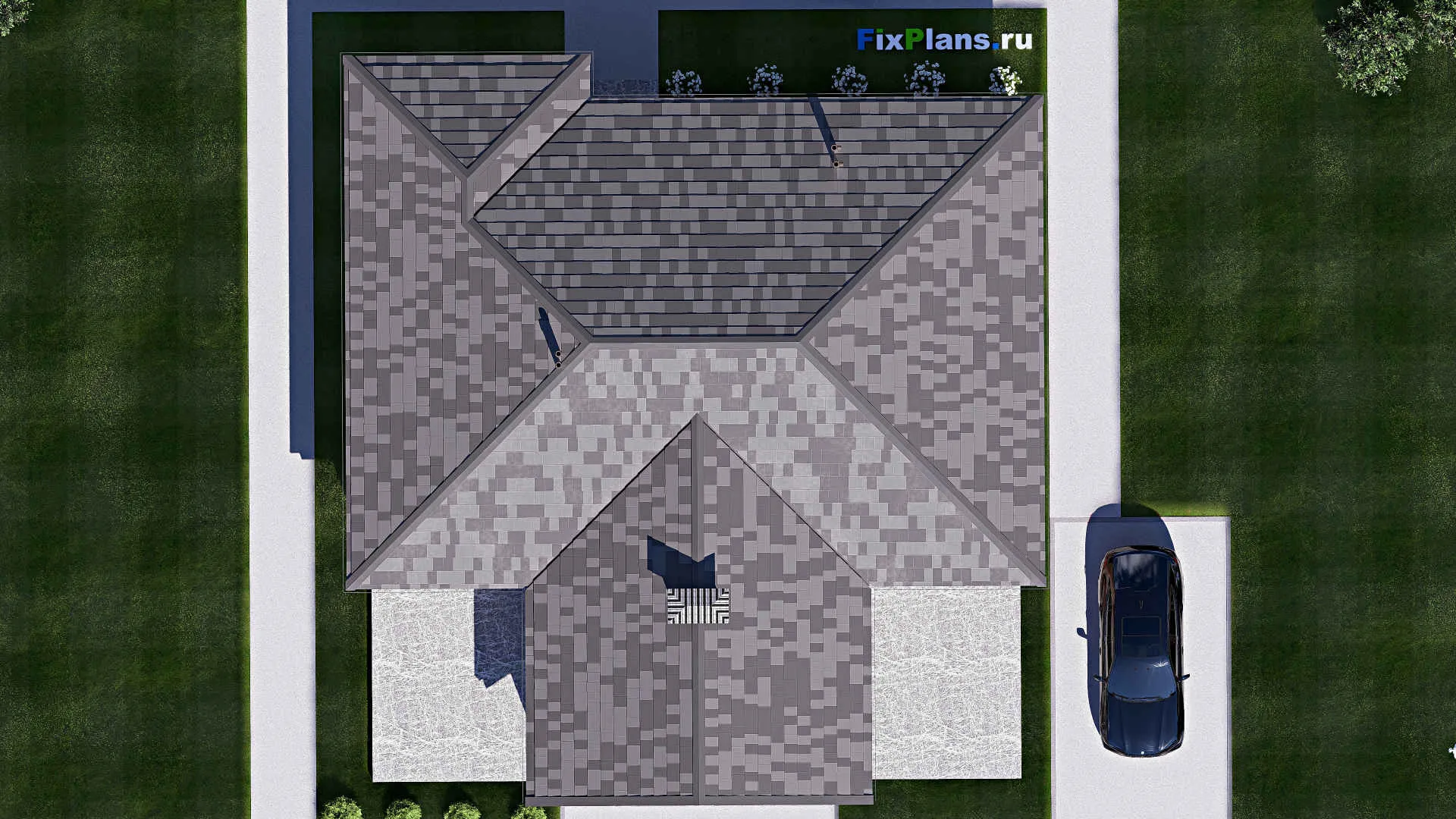 F-20690 - Проект одноэтажного дома 15 на 17, площадью 200 м² с террасой и 2 спальнями