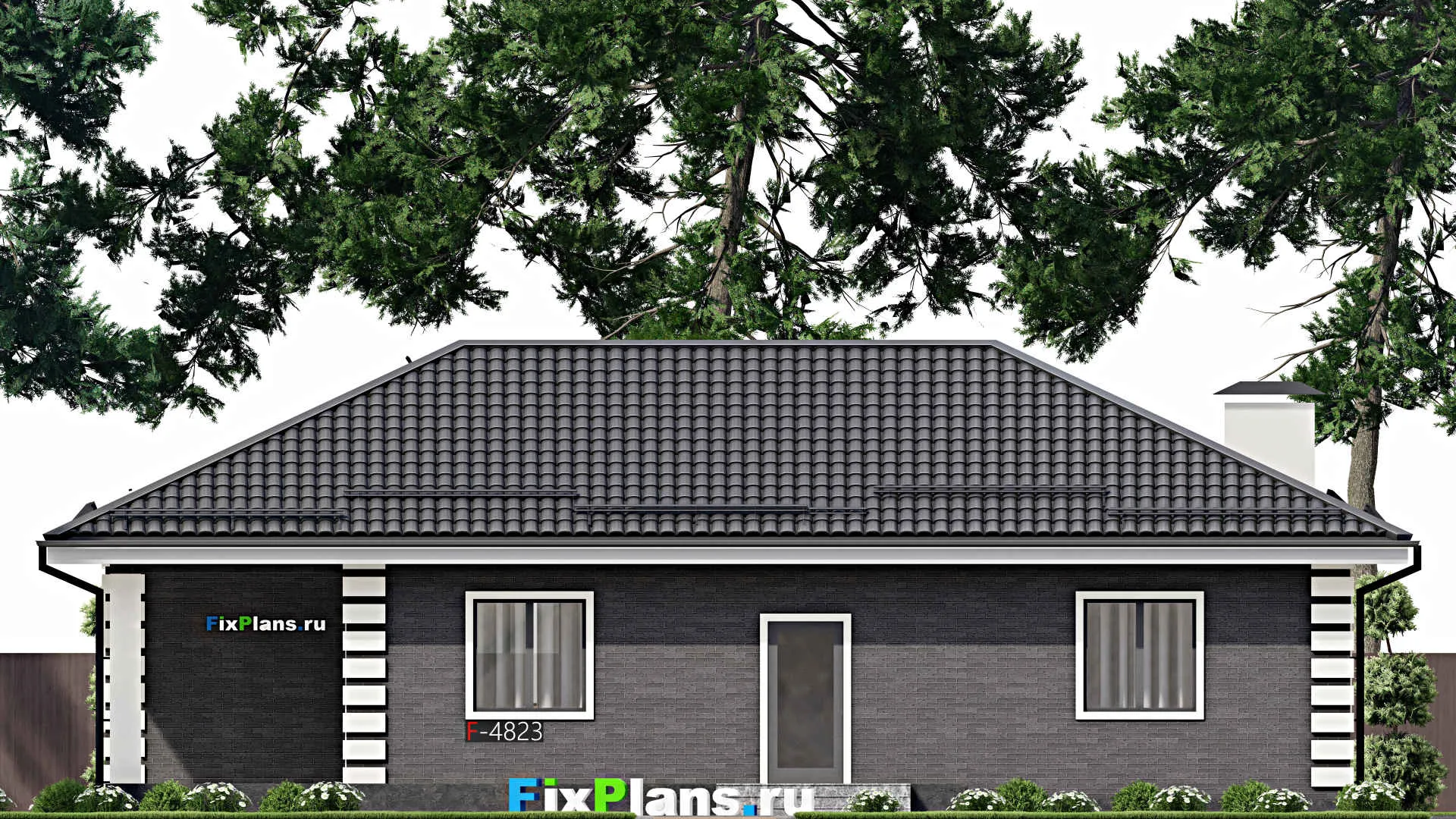 F-4823 - Проект одноэтажного дома 10 на 17, площадью 140 м² с террасой, баней и 3 спальнями
