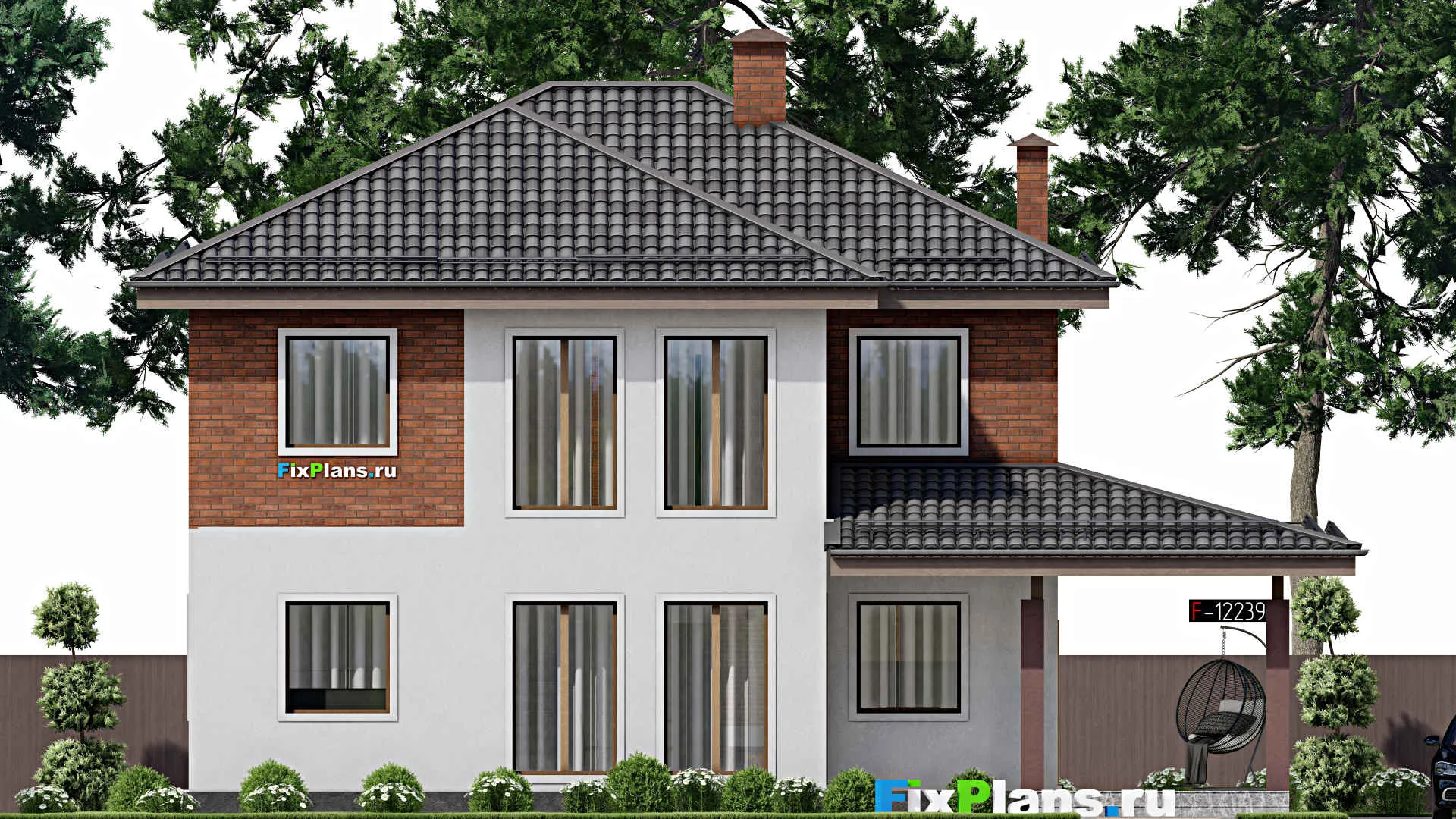 F-12239 - Проект двухэтажного дома 12 на 15, площадью 210 м² с 5 спальнями