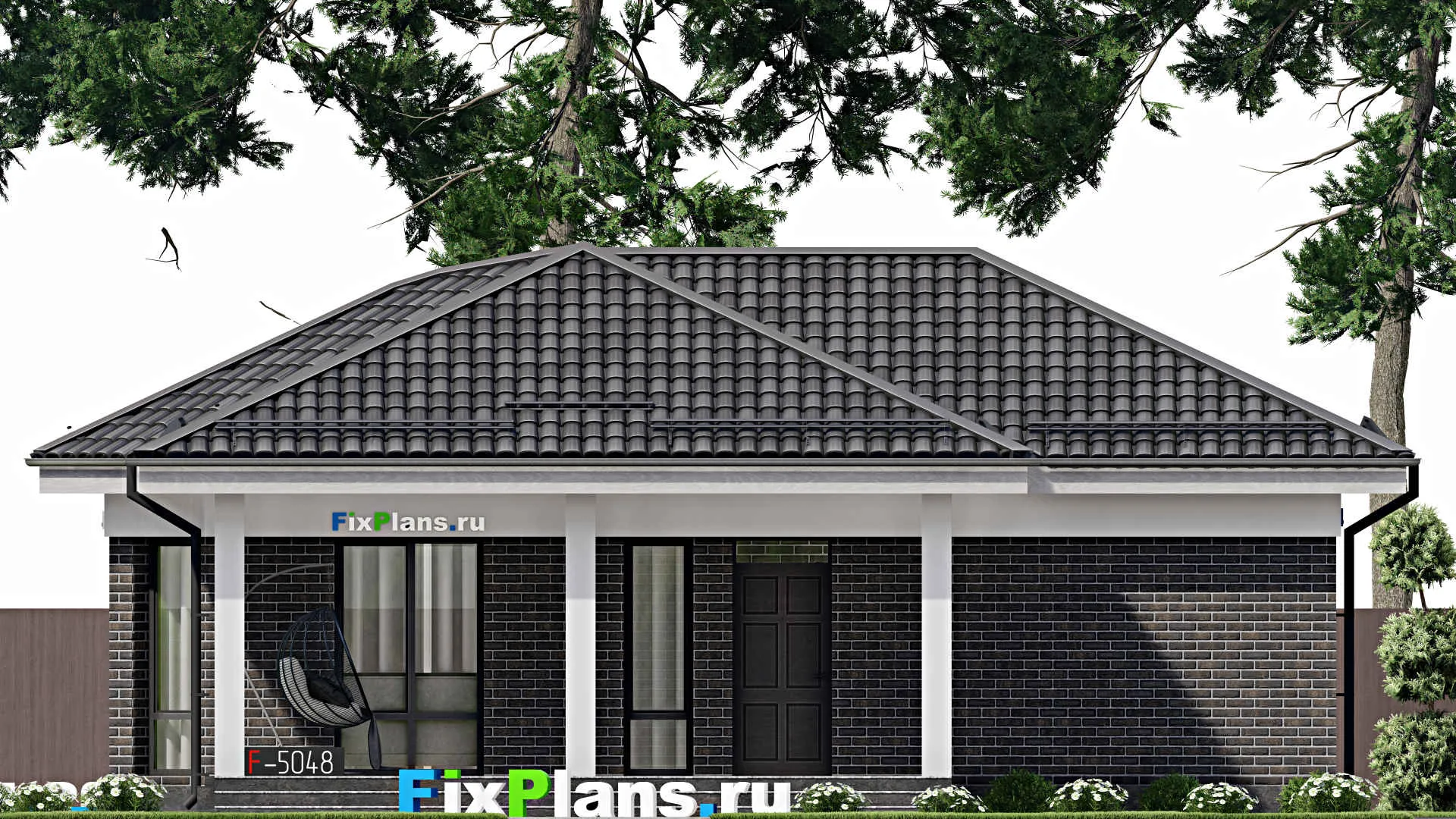 F-5048 - Проект одноэтажного дома 9 на 13, площадью 100 м² с 2 спальнями