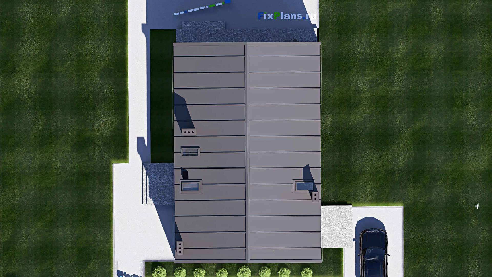 F-18989 - Проект дома с мансардой 14 на 16, площадью 200 м² с террасой и 3 спальнями