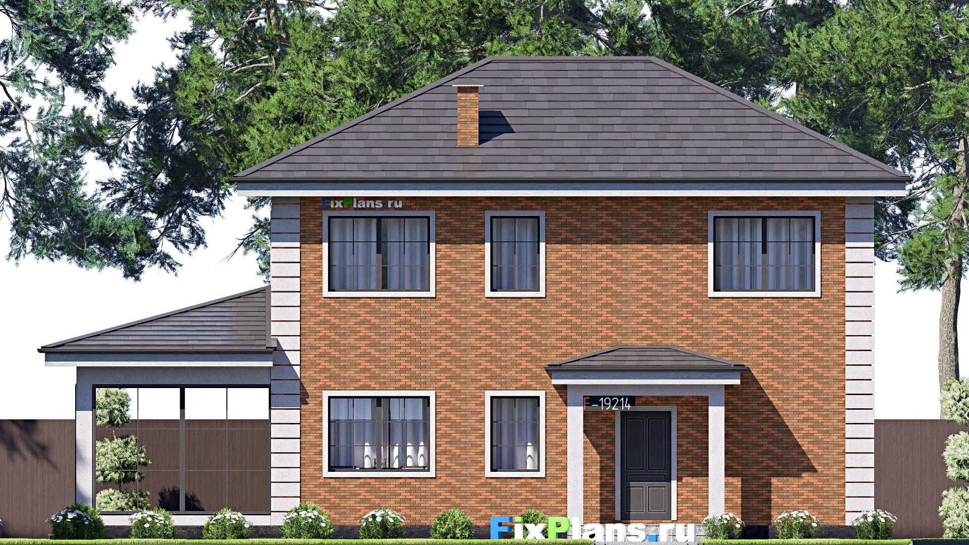 F-19214 - Проект двухэтажного дома 9 на 16, площадью 170 м² с террасой и 4 спальнями