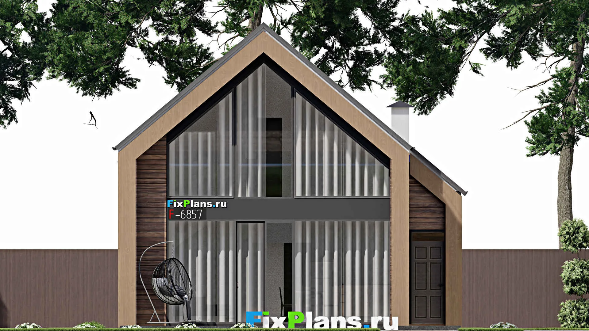 F-6857 - Проект дома с мансардой 9 на 10, площадью 120 м² с террасой и 3 спальнями