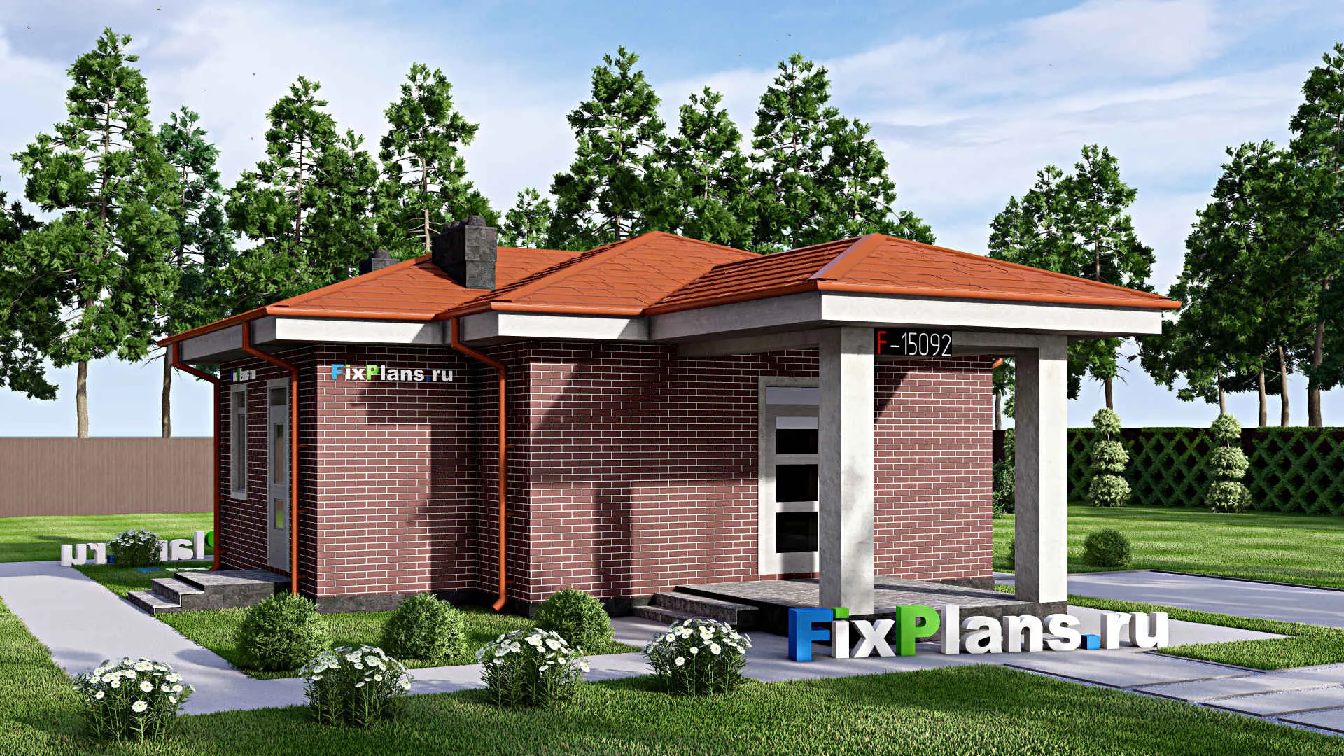 F-15092 - Проект бани 10 на 11, площадью 60 м² с комнатой отдыха и санузлом