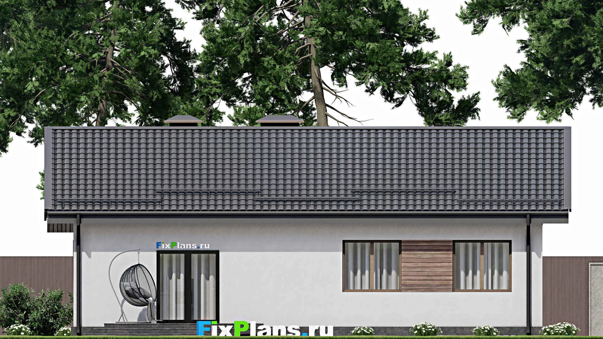 F-3995 - Проект одноэтажного дома 9 на 14, площадью 110 м² с террасой и 3 спальнями