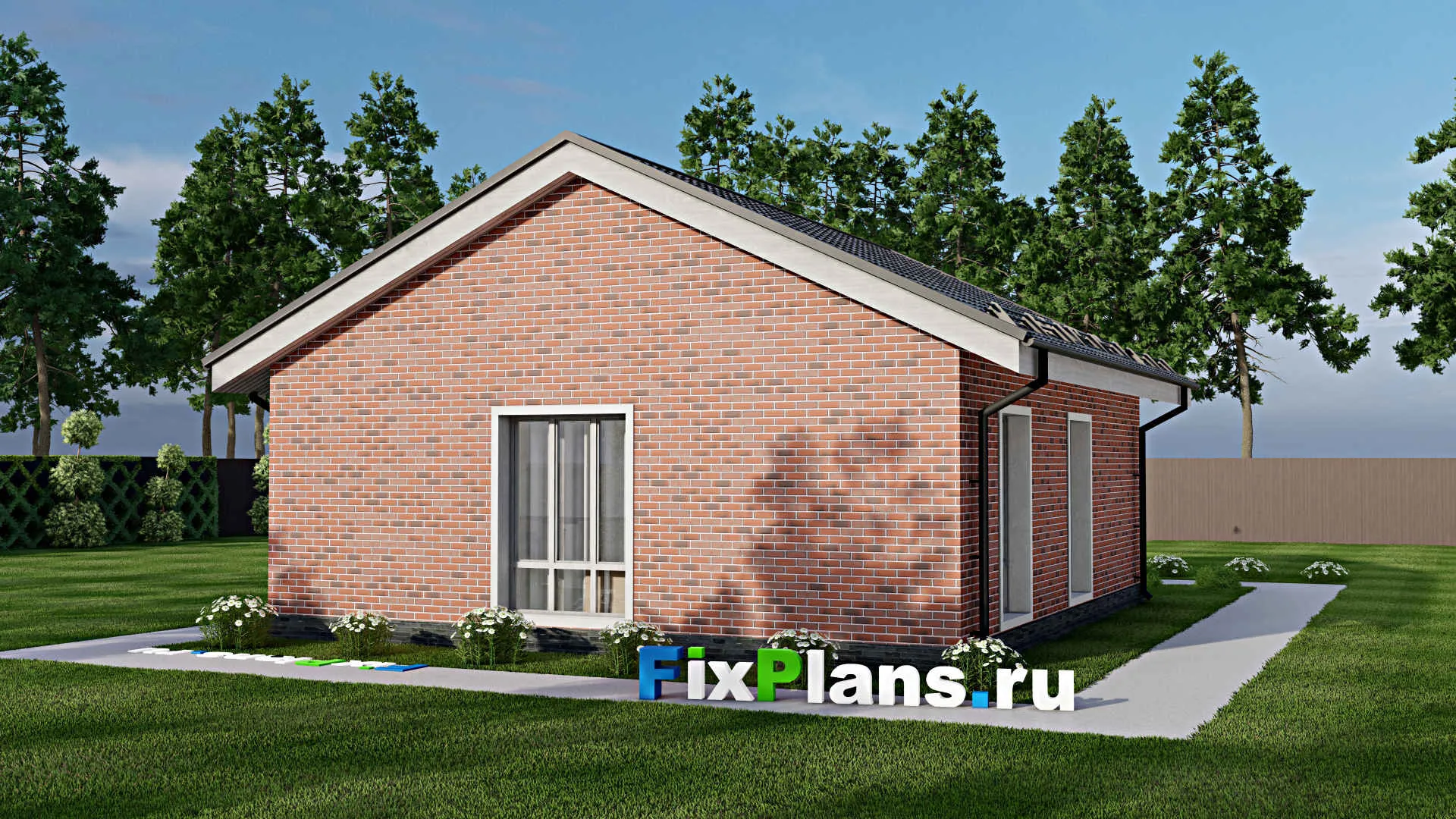 F-10403 - Проект одноэтажного дома 10 на 14, площадью 80 м² с 3 спальнями