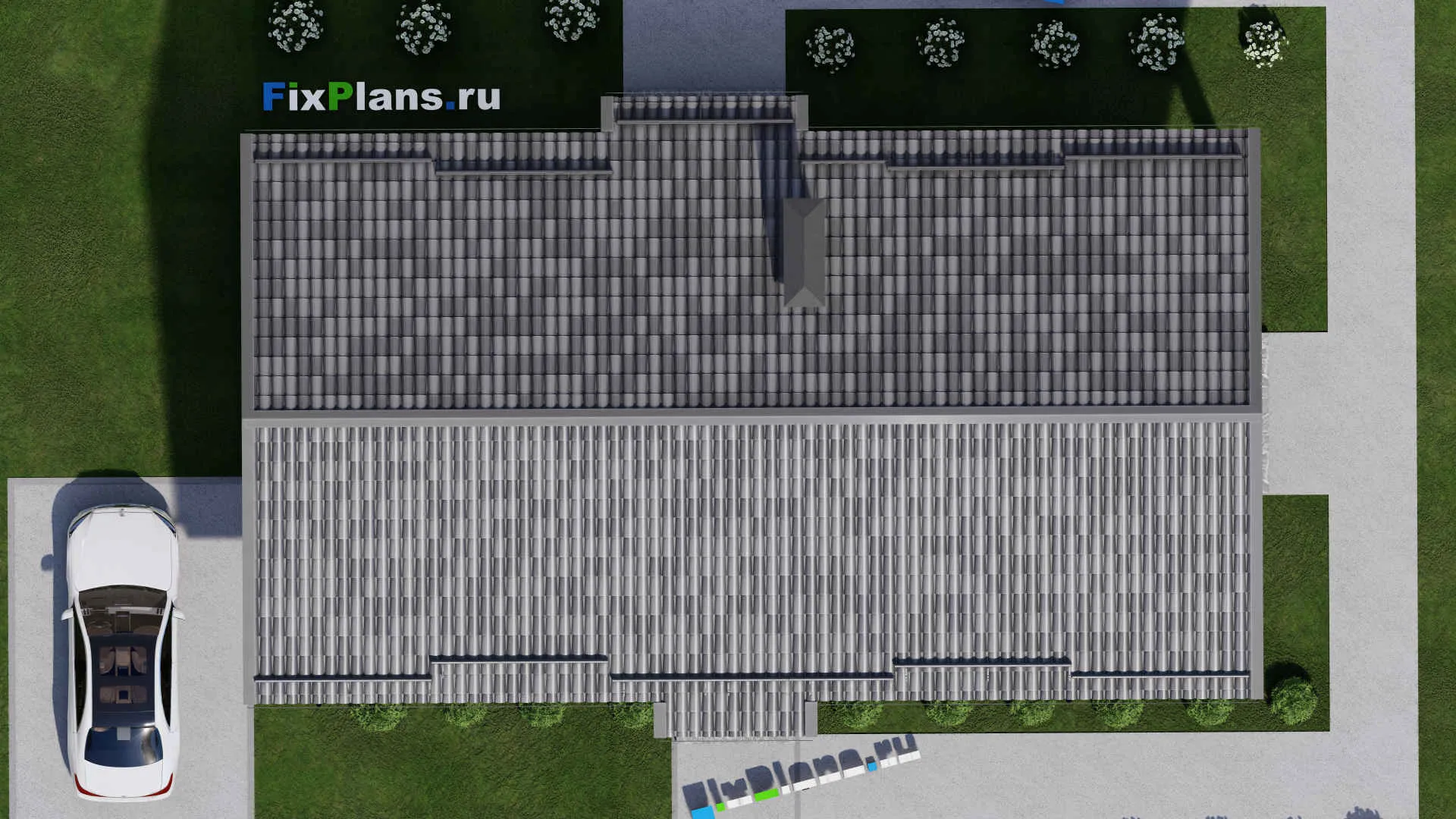 F-9098 - Проект одноэтажного дома 11 на 17, площадью 110 м² с террасой и 2 спальнями