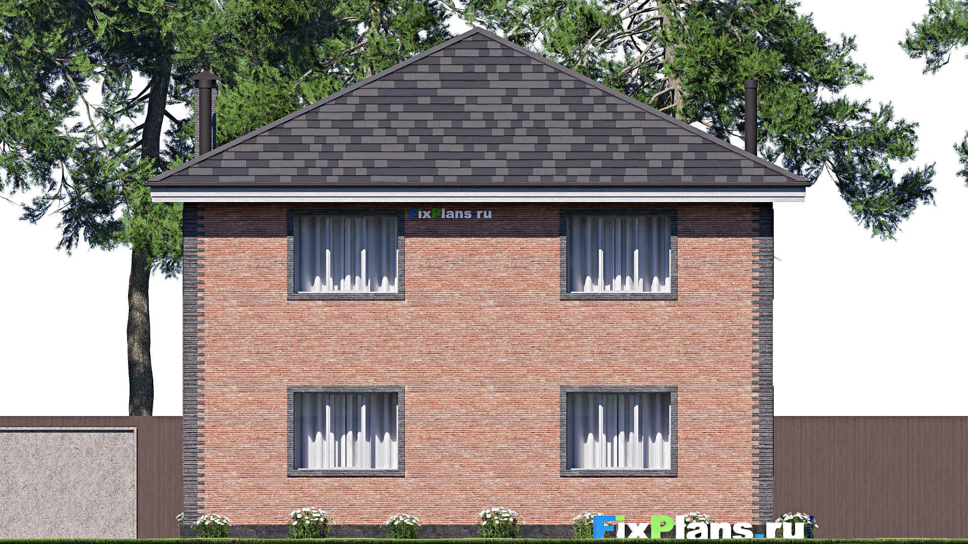 F-19520 - Проект двухэтажного дома 11 на 13, площадью 200 м² с балконом и 4 спальнями