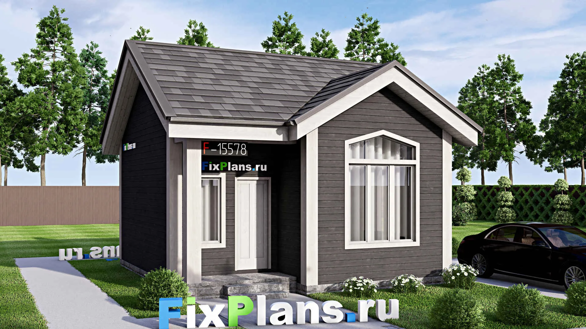 F-15578 - Проект бани 7 на 8, площадью 40 м² с комнатой отдыха и санузлом