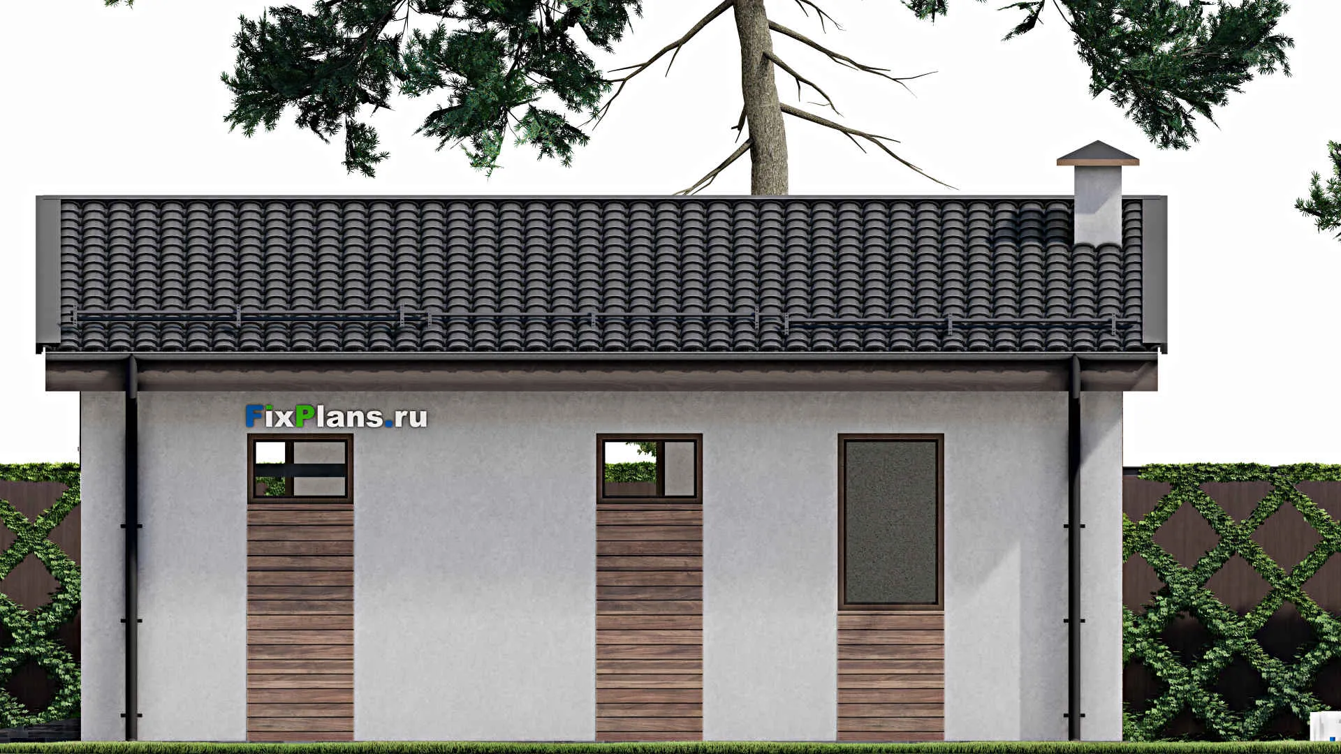 F-6641 - Проект гаража из газобетона 5 на 9, площадью 40 м² на 1 машиноместо