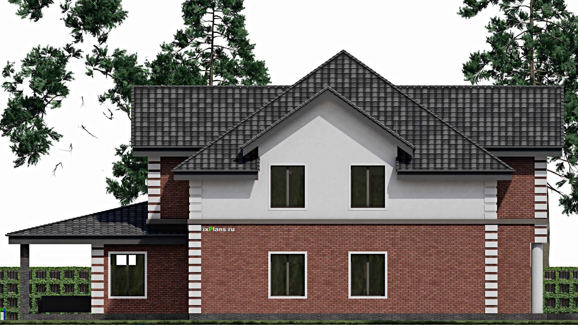 F-0926 - Проект дома с мансардой 19 на 22, площадью 510 м² с террасой и 4 спальнями