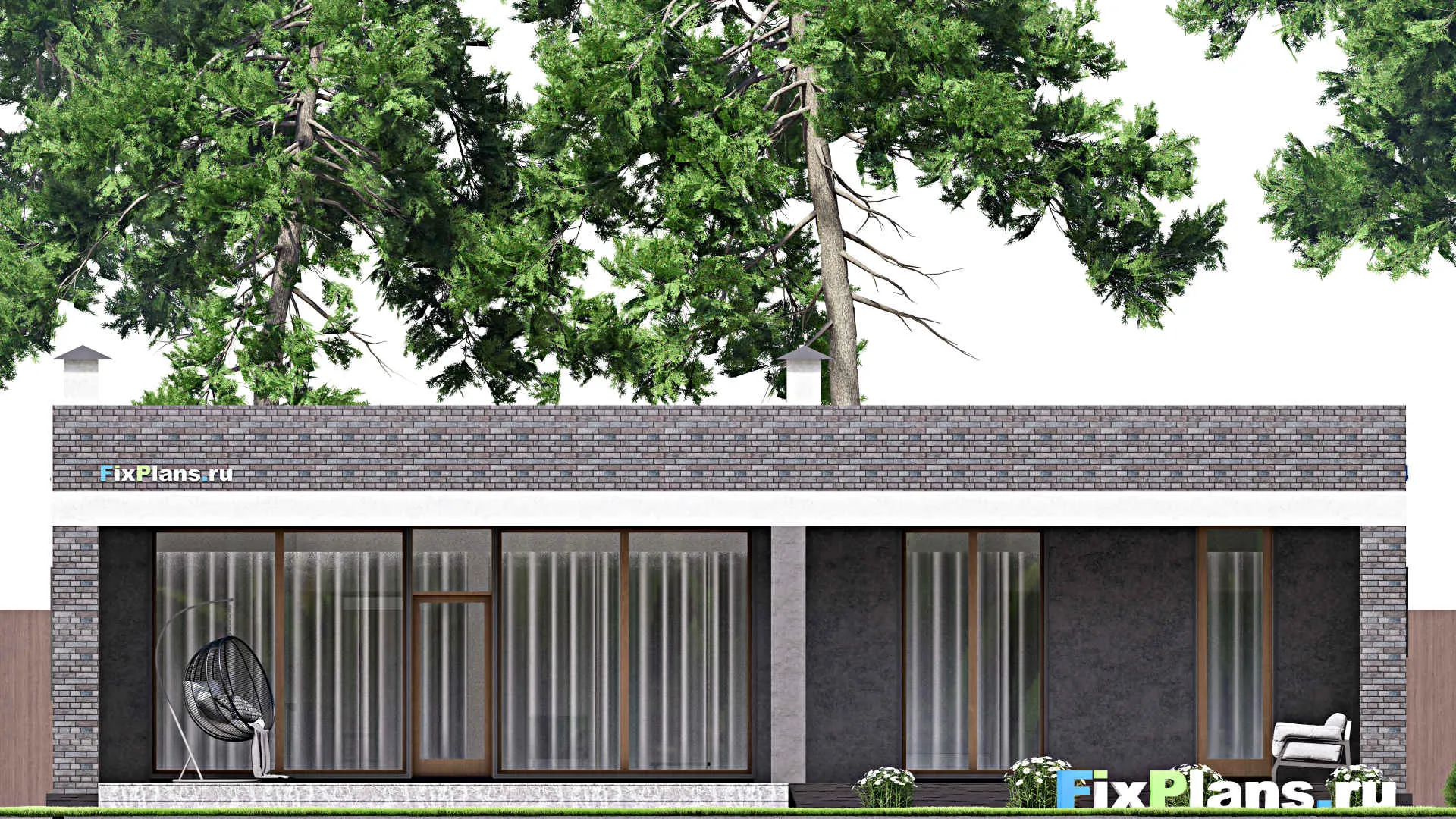 F-14606 - Проект одноэтажного дома 15 на 16, площадью 190 м² с террасой и 3 спальнями
