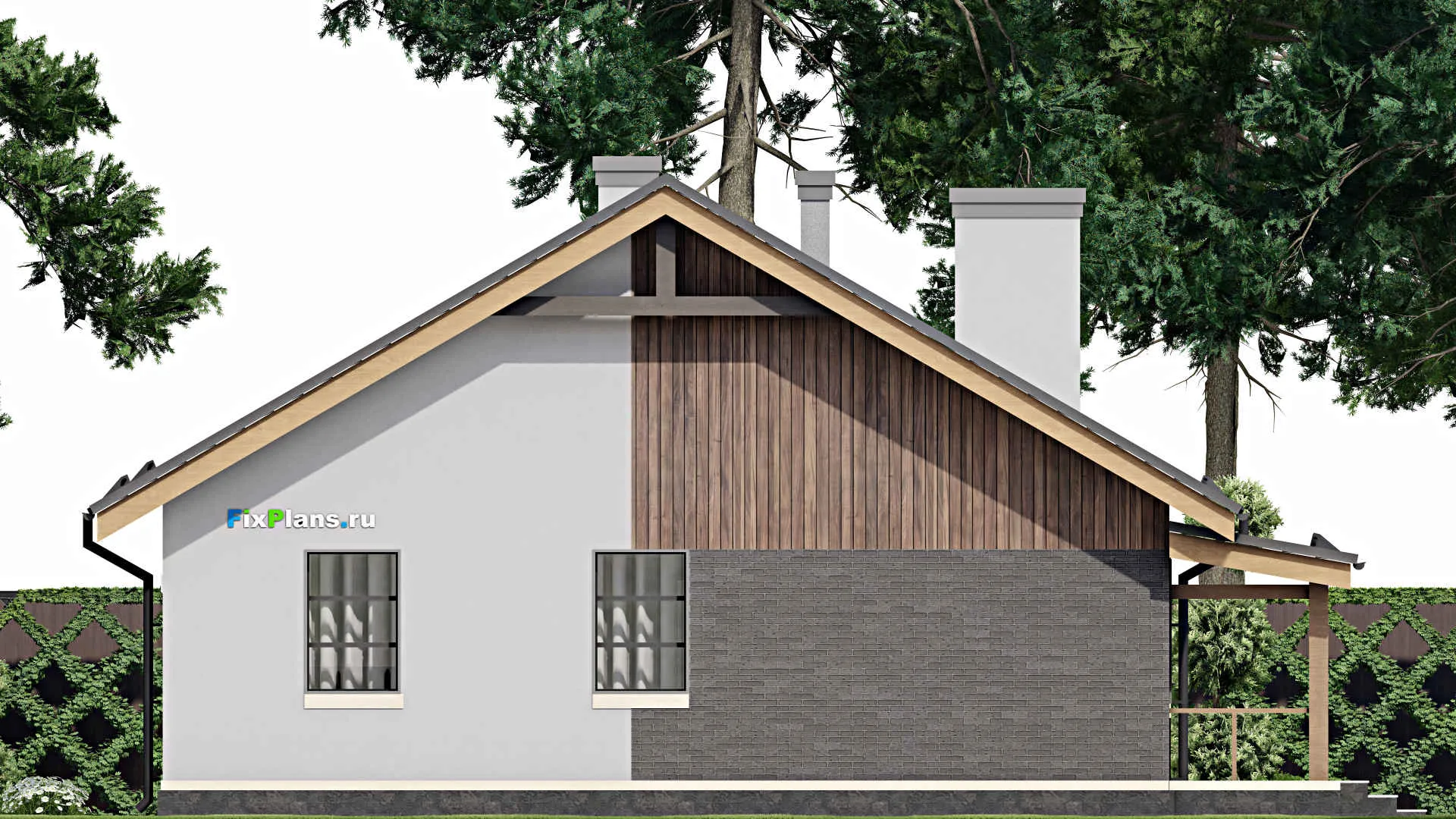 F-8576 - Проект одноэтажного дома 10 на 11, площадью 90 м² с террасой и 2 спальнями