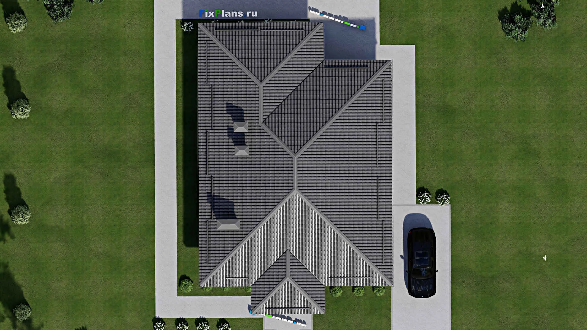 F-5390 - Проект одноэтажного дома 12 на 14, площадью 150 м² с террасой и 3 спальнями